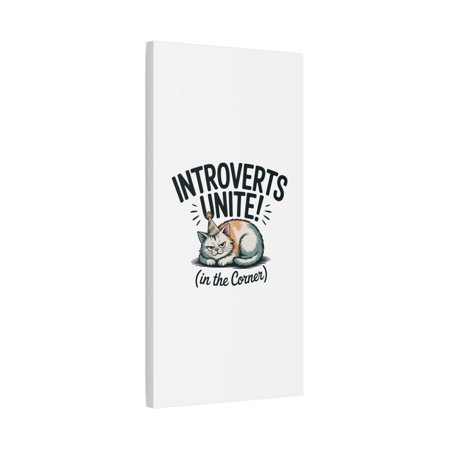 Introverts Unite (In the Corner) Matte Canvas | Funny Holiday Decor, Party Survival Humor - FloofChonk