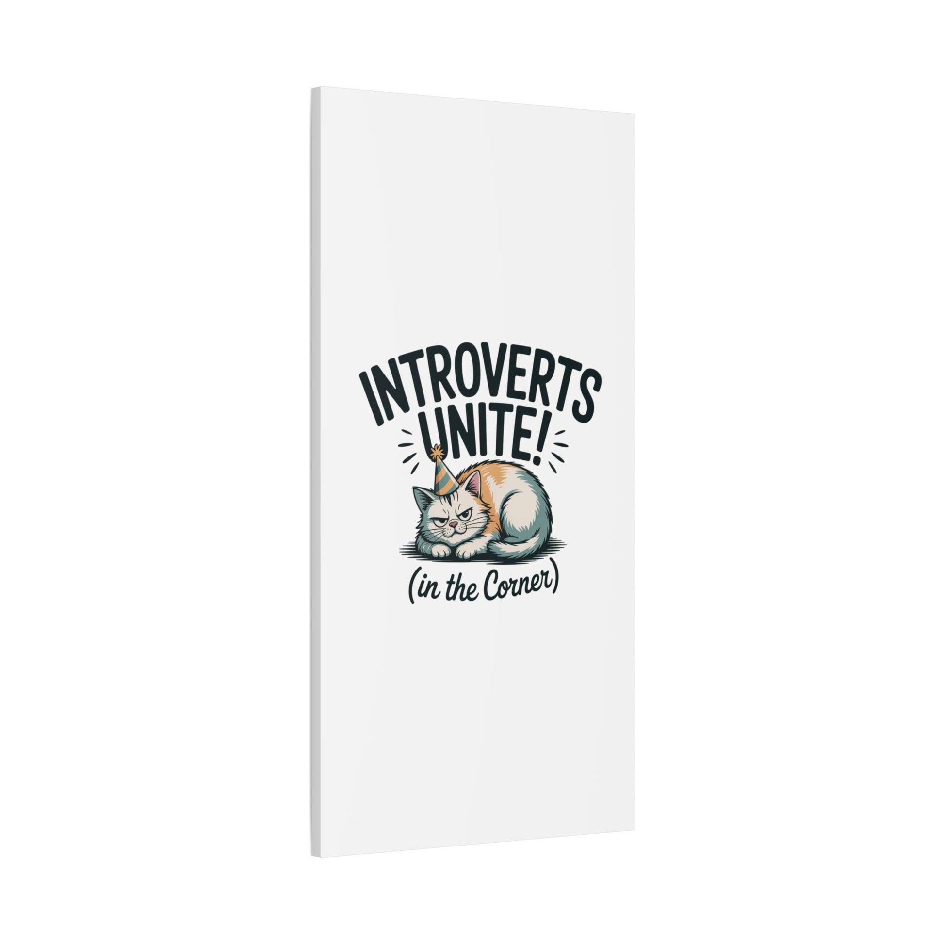 Introverts Unite (In the Corner) Matte Canvas | Funny Holiday Decor, Party Survival Humor - FloofChonk