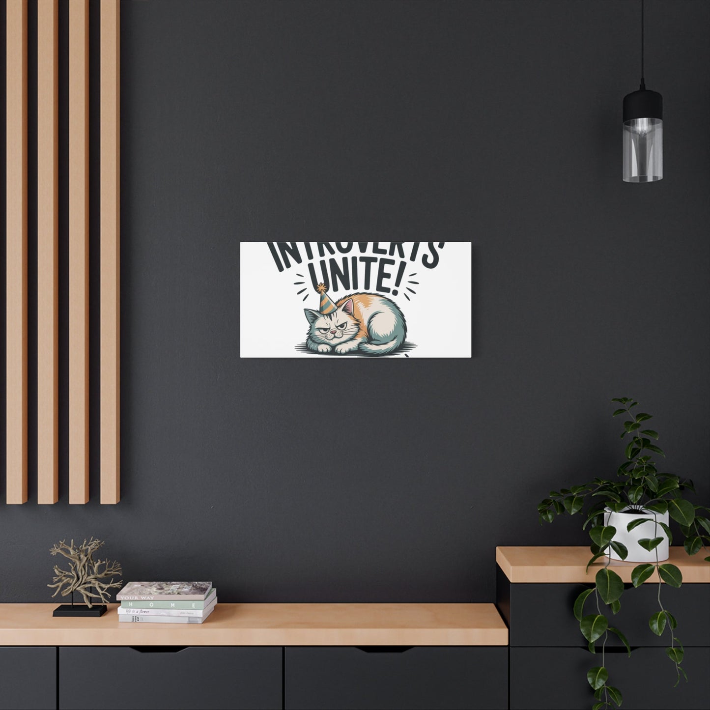 Introverts Unite (In the Corner) Matte Canvas | Funny Holiday Decor, Party Survival Humor - FloofChonk