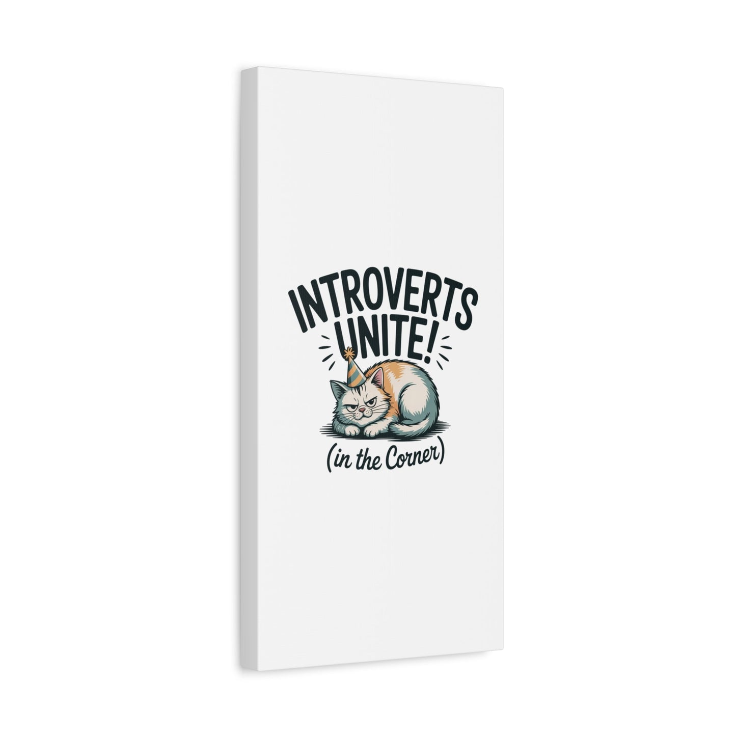 Introverts Unite (In the Corner) Matte Canvas | Funny Holiday Decor, Party Survival Humor - FloofChonk