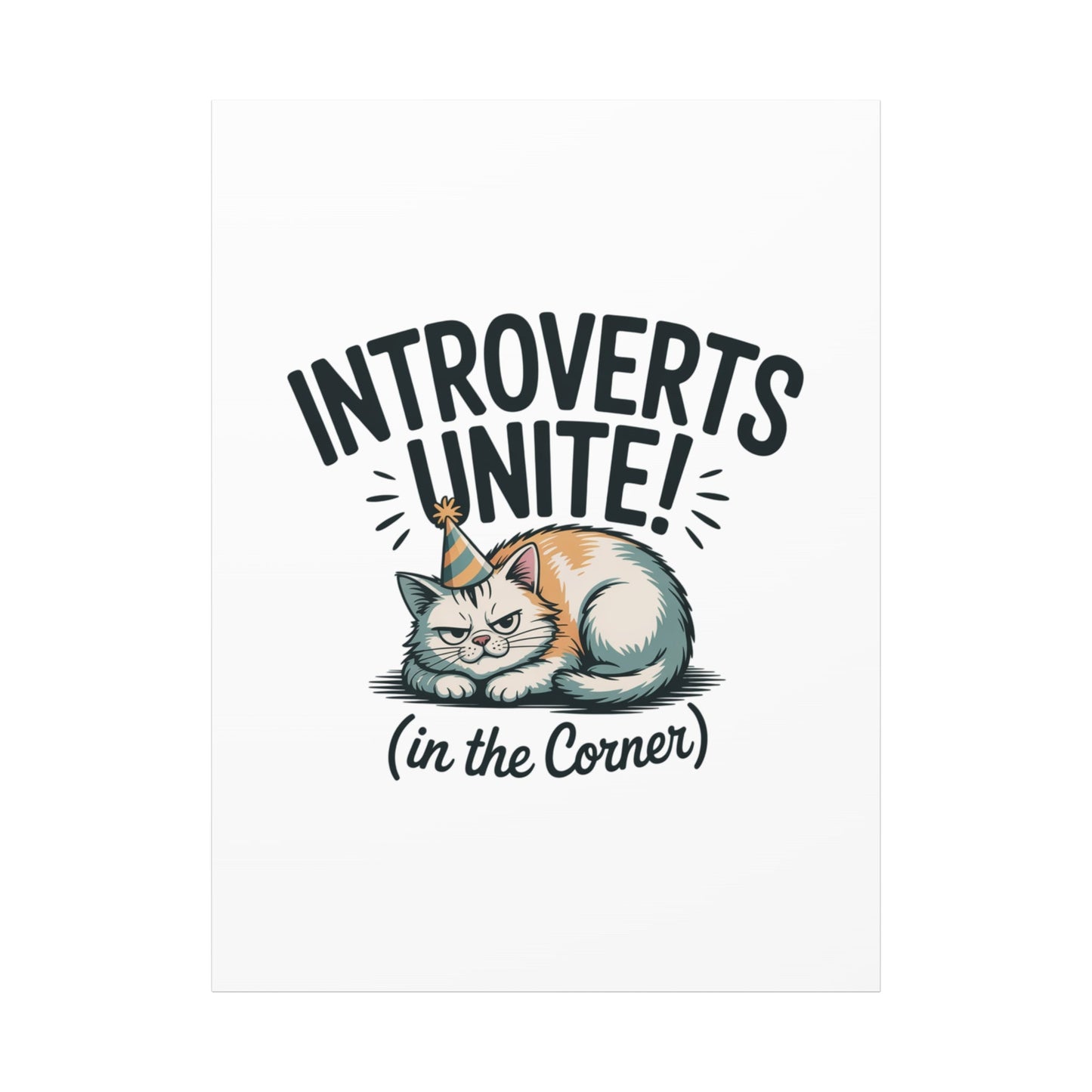 Introverts Unite (In the Corner) Matte Canvas | Funny Holiday Decor, Party Survival Humor - FloofChonk