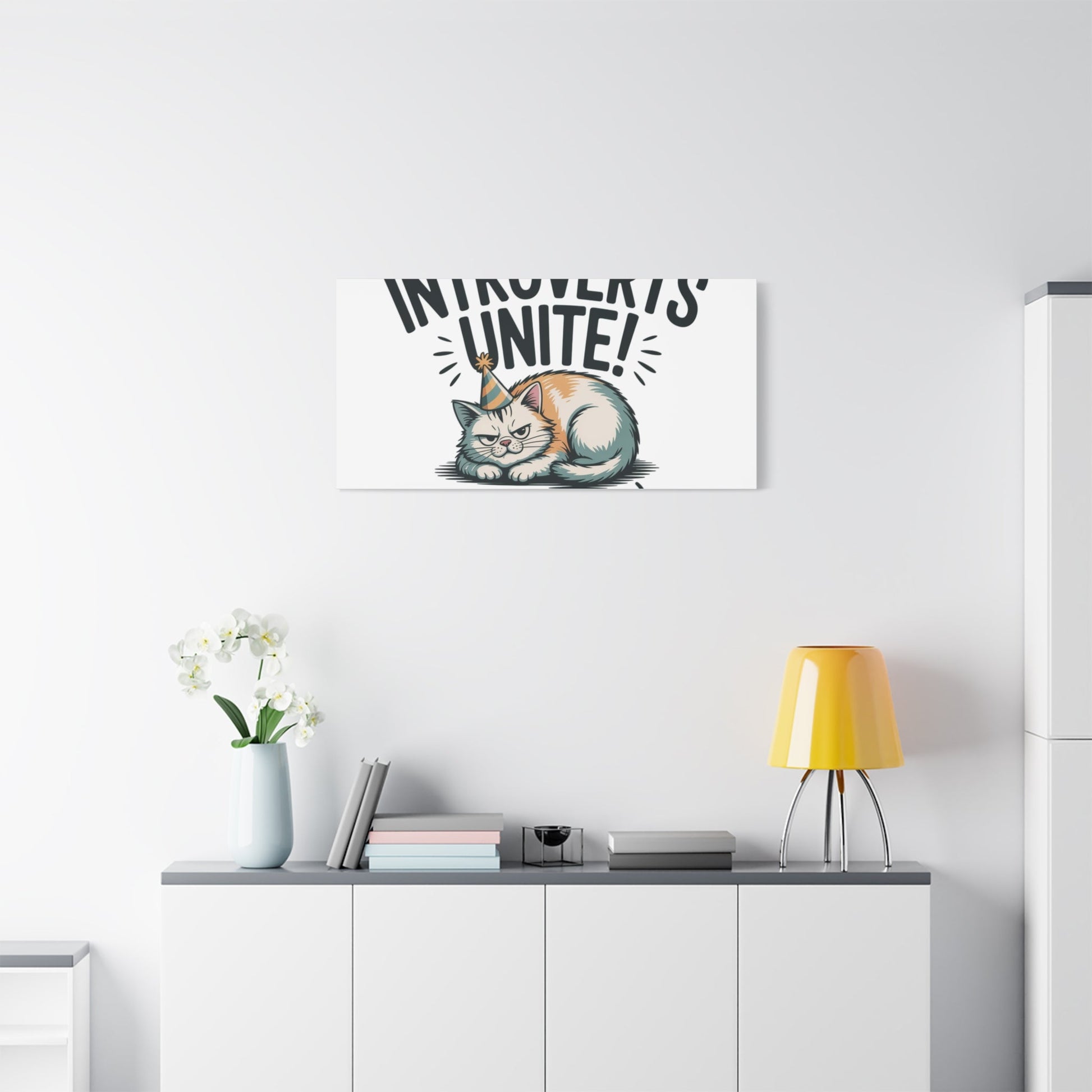 Introverts Unite (In the Corner) Matte Canvas | Funny Holiday Decor, Party Survival Humor - FloofChonk