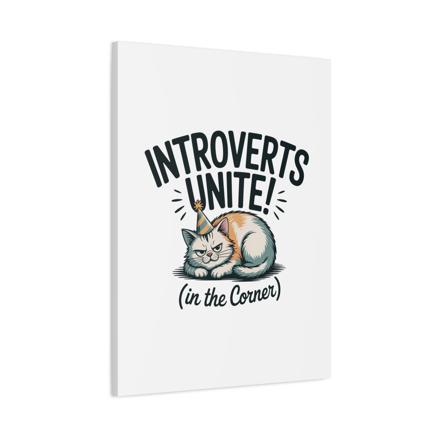 Introverts Unite (In the Corner) Matte Canvas | Funny Holiday Decor, Party Survival Humor - FloofChonk