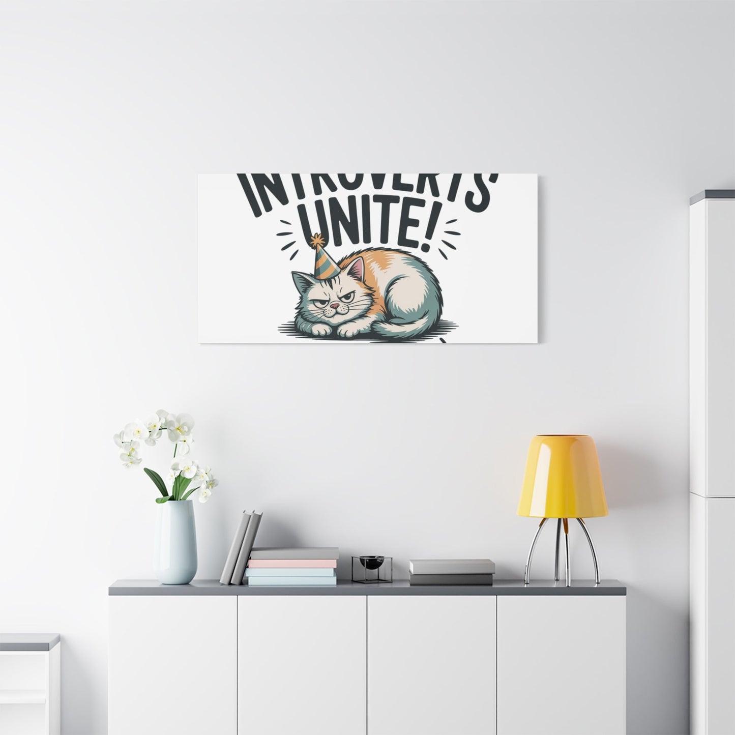 Introverts Unite (In the Corner) Matte Canvas | Funny Holiday Decor, Party Survival Humor - FloofChonk