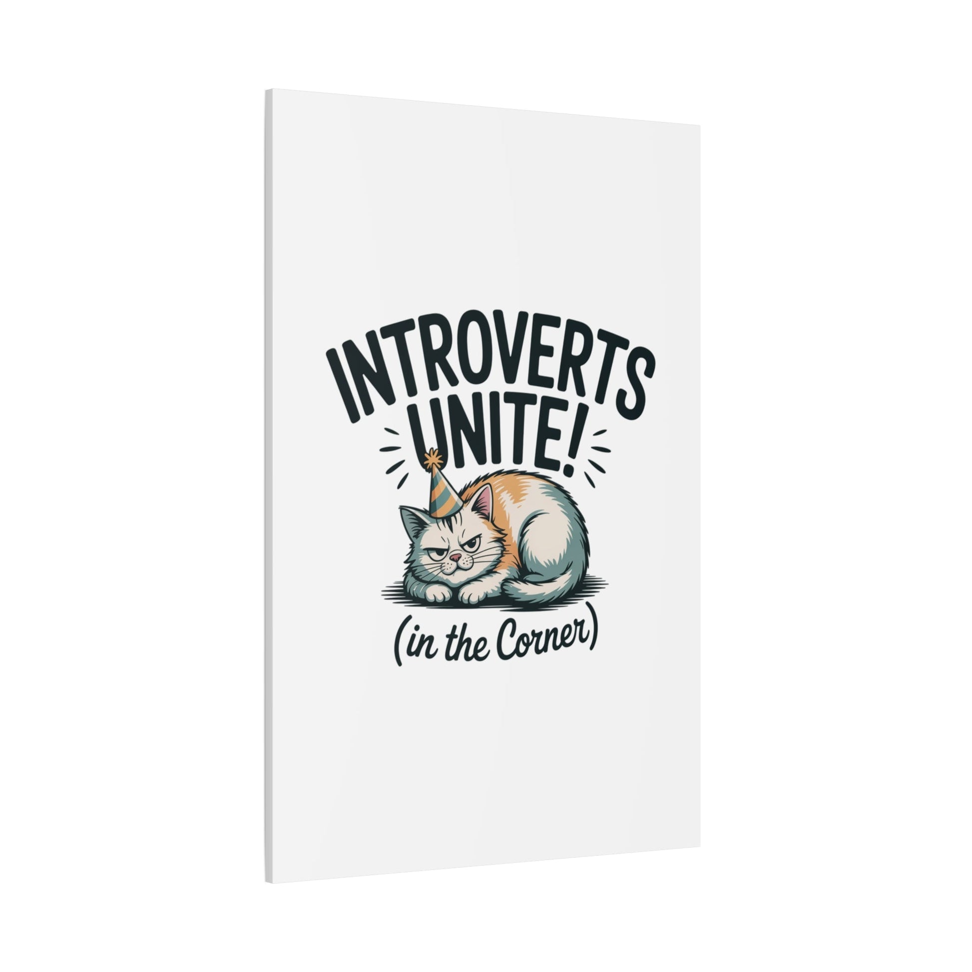 Introverts Unite (In the Corner) Matte Canvas | Funny Holiday Decor, Party Survival Humor - FloofChonk