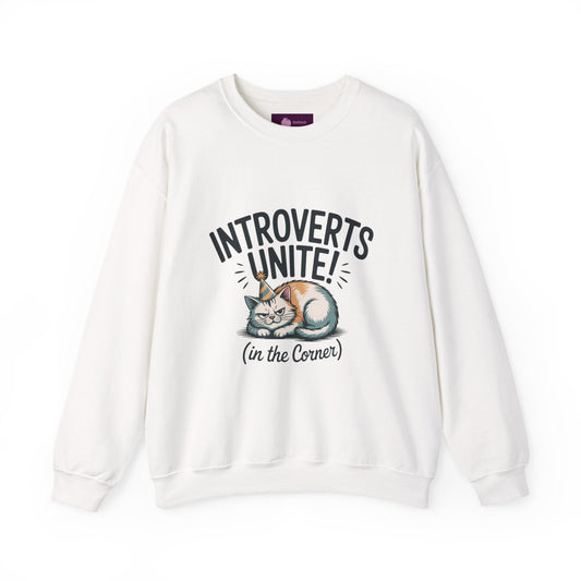 Introverts Unite (In The Corner) Sweatshirt | funny holiday shirt, party small talk jokes - FloofChonk