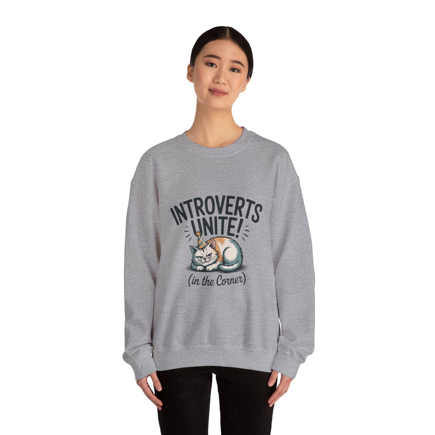 Introverts Unite (In The Corner) Sweatshirt | funny holiday shirt, party small talk jokes - FloofChonk