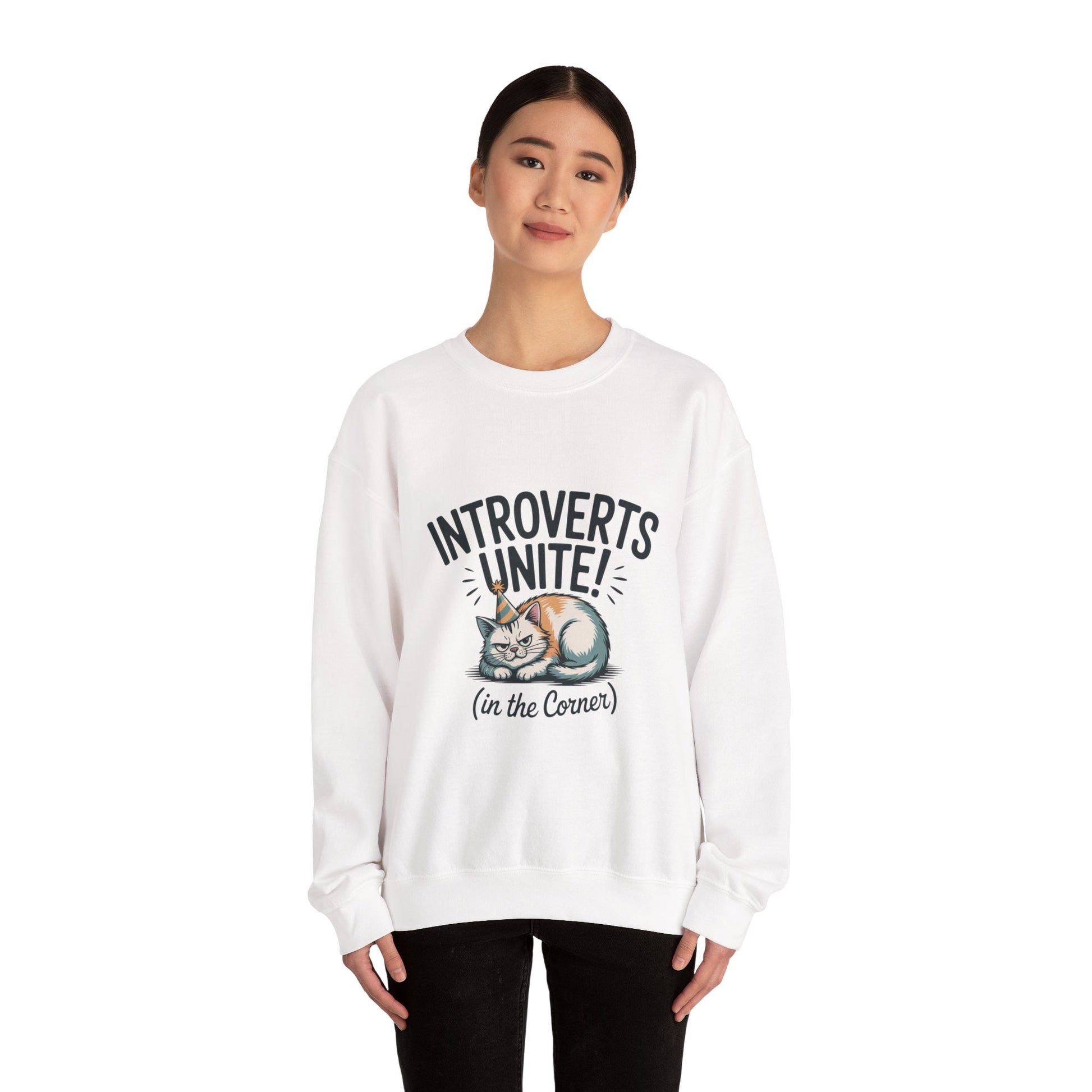 Introverts Unite (In The Corner) Sweatshirt | funny holiday shirt, party small talk jokes - FloofChonk