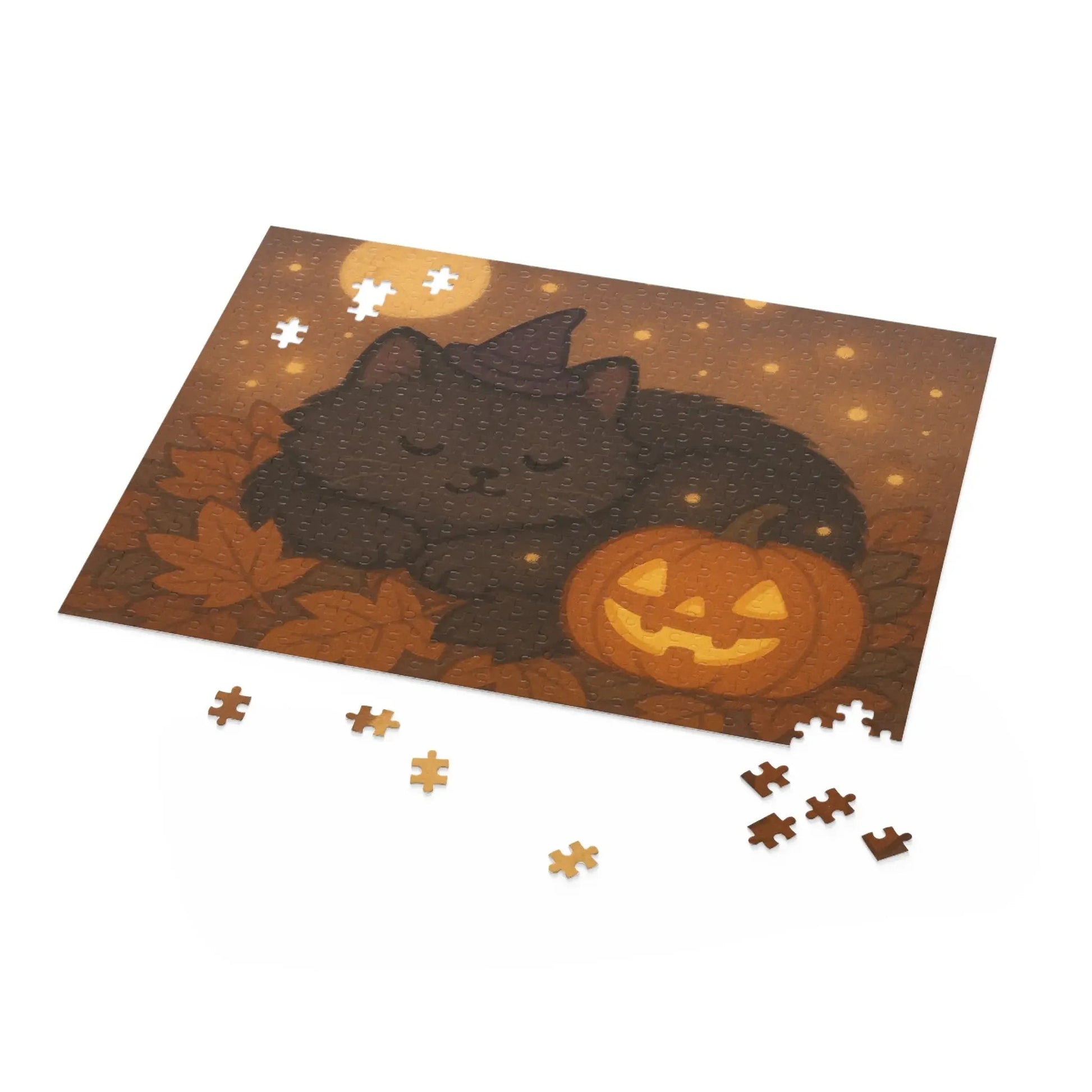 Jigsaw Puzzle - Cozy Cat Halloween 500-Piece Jigsaw, Fall Decor, Halloween Gift - FloofChonk
