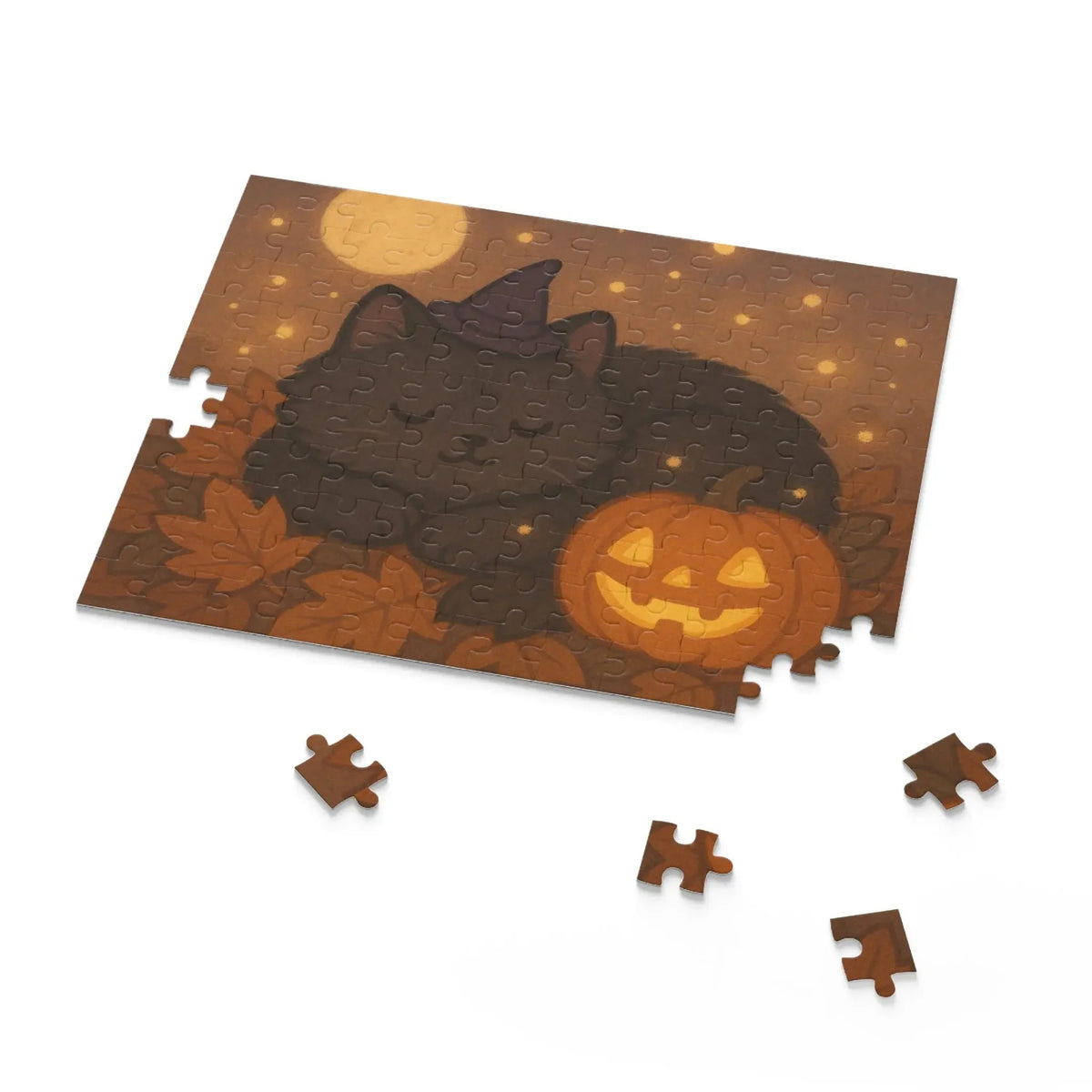 Jigsaw Puzzle - Cozy Cat Halloween 500-Piece Jigsaw, Fall Decor, Halloween Gift - FloofChonk