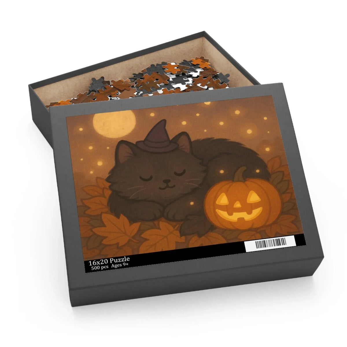 Jigsaw Puzzle - Cozy Cat Halloween 500-Piece Jigsaw, Fall Decor, Halloween Gift - FloofChonk