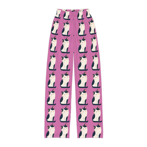 Kids Lounge Pants - Pink Cat Pattern All - Over Print - FloofChonk