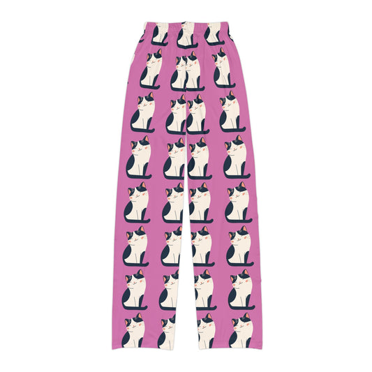 Kids Lounge Pants - Pink Cat Pattern All - Over Print - FloofChonk