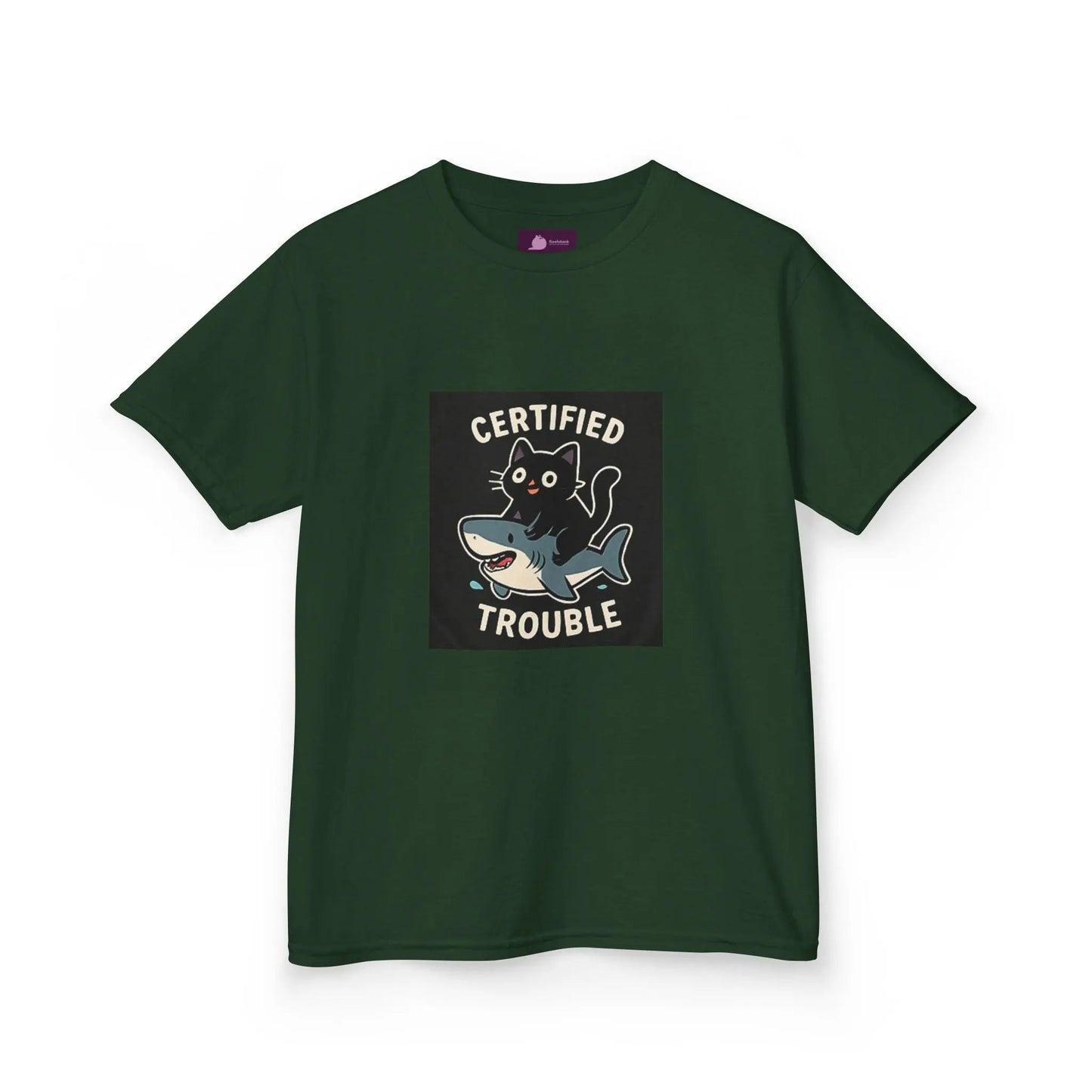 Kids Tee — "Certified Trouble" Shark Graphic - FloofChonk