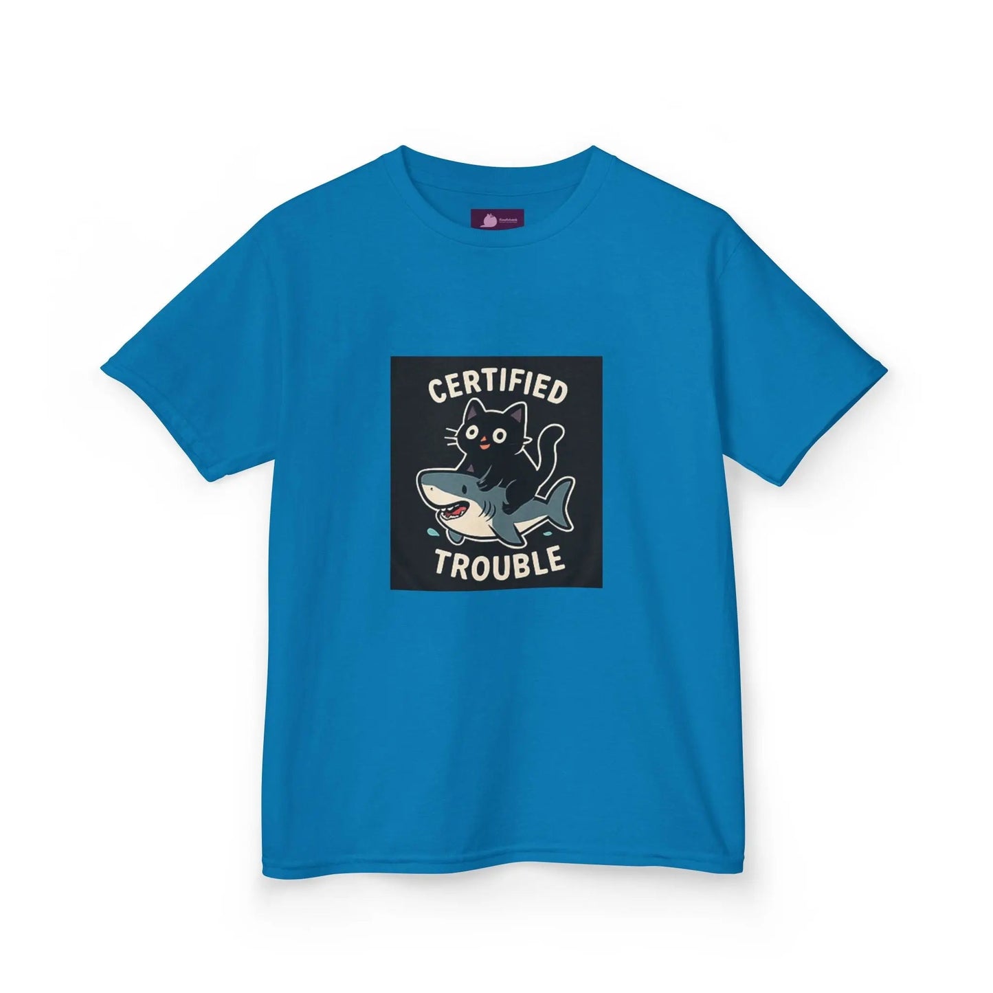 Kids Tee — "Certified Trouble" Shark Graphic - FloofChonk
