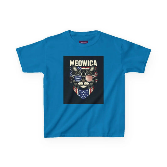Kids Tee Patriotic Cat Fun T-Shirt for Kids 4th of July Gift Summer Style Shirt - FloofChonk
