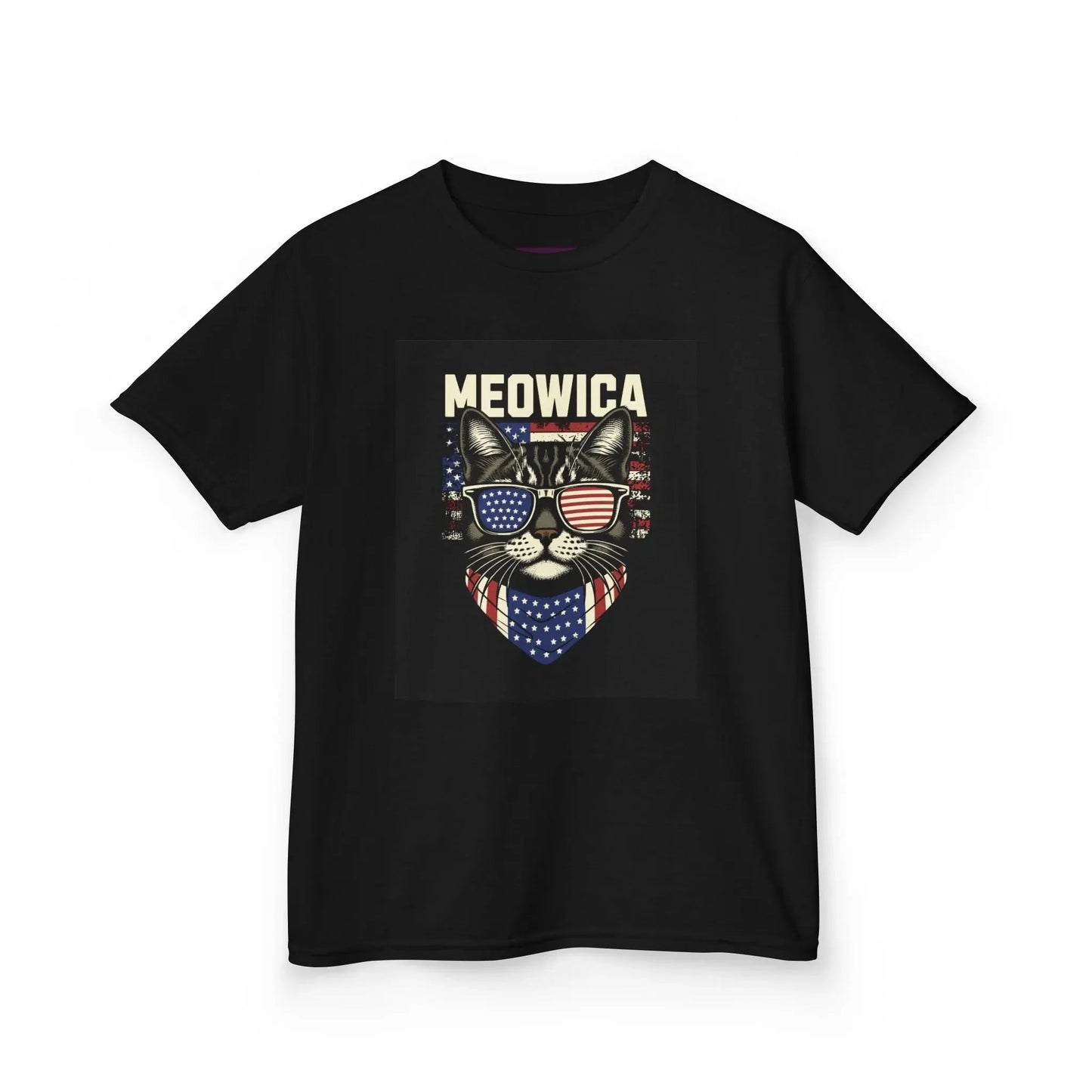 Kids Tee Patriotic Cat Fun T-Shirt for Kids 4th of July Gift Summer Style Shirt - FloofChonk