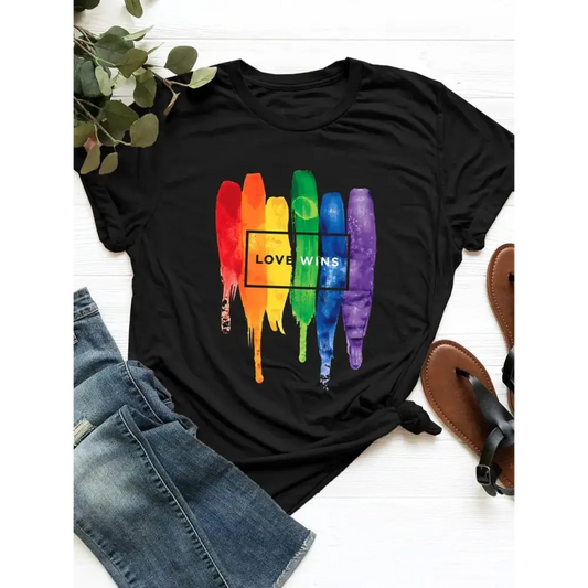Love Wins Graphic Short Sleeve T-Shirt - FloofChonk