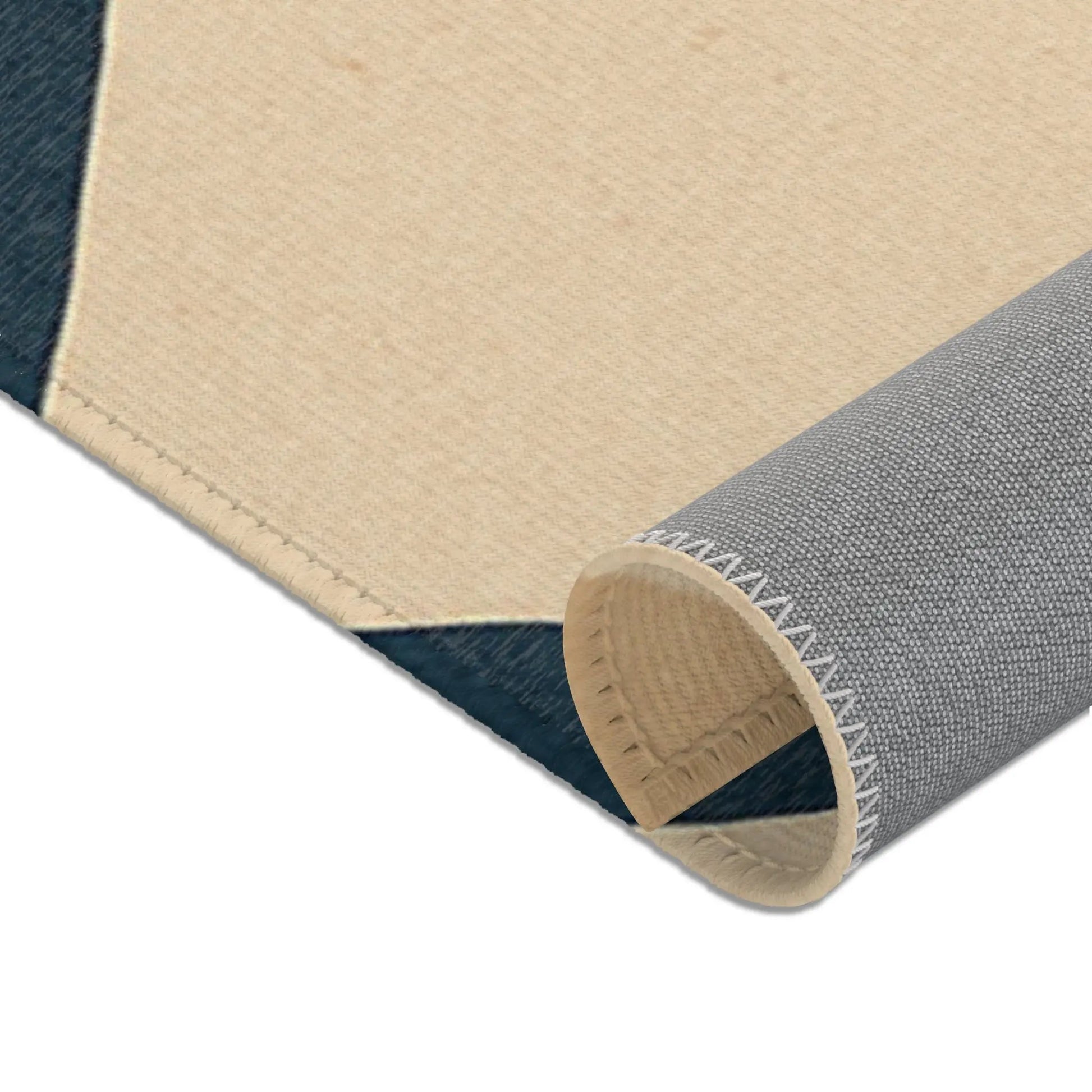 Mid - Century Geometric Area Rug — Retro Abstract Shapes in Teal, Mustard & Coral - FloofChonk