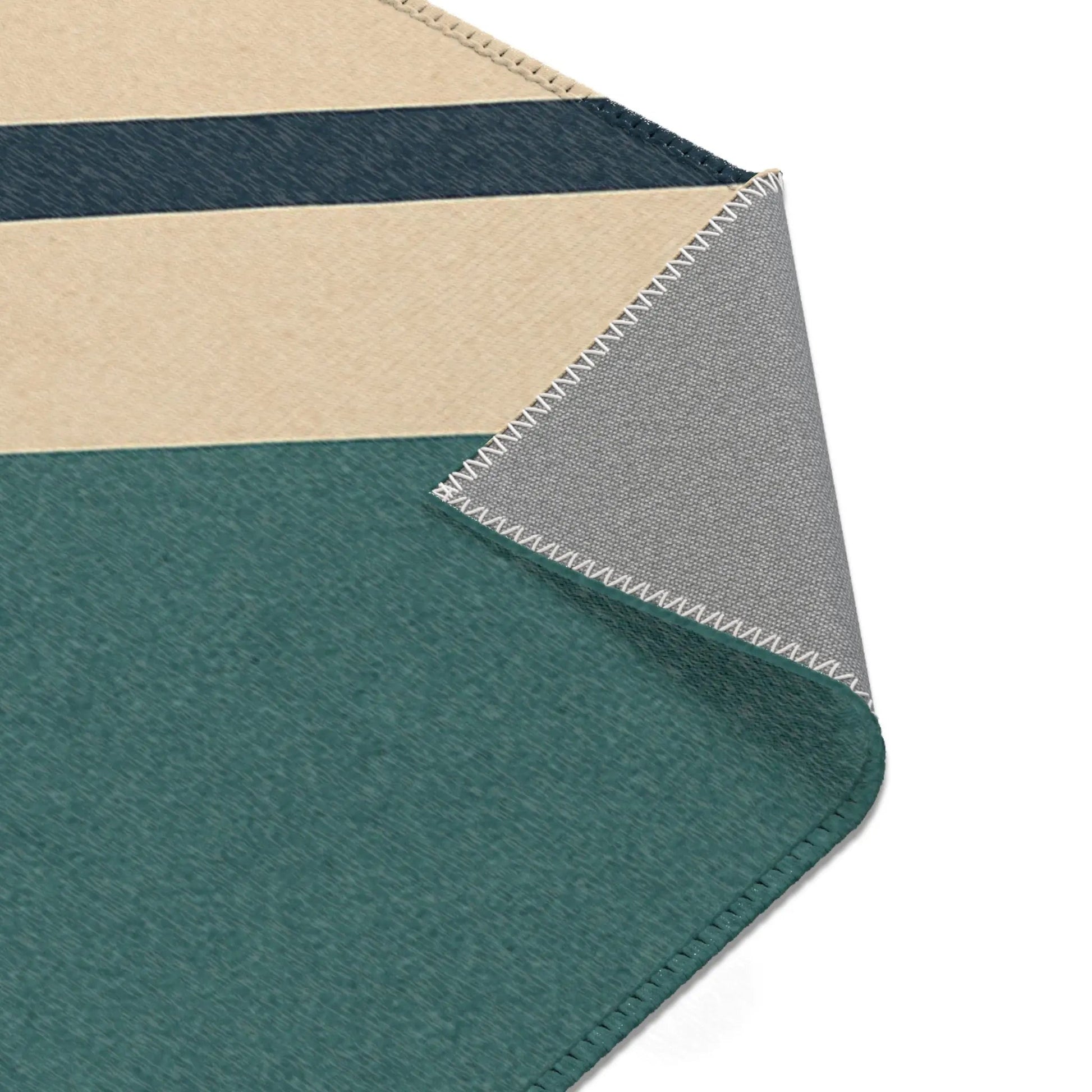 Mid - Century Geometric Area Rug — Retro Abstract Shapes in Teal, Mustard & Coral - FloofChonk