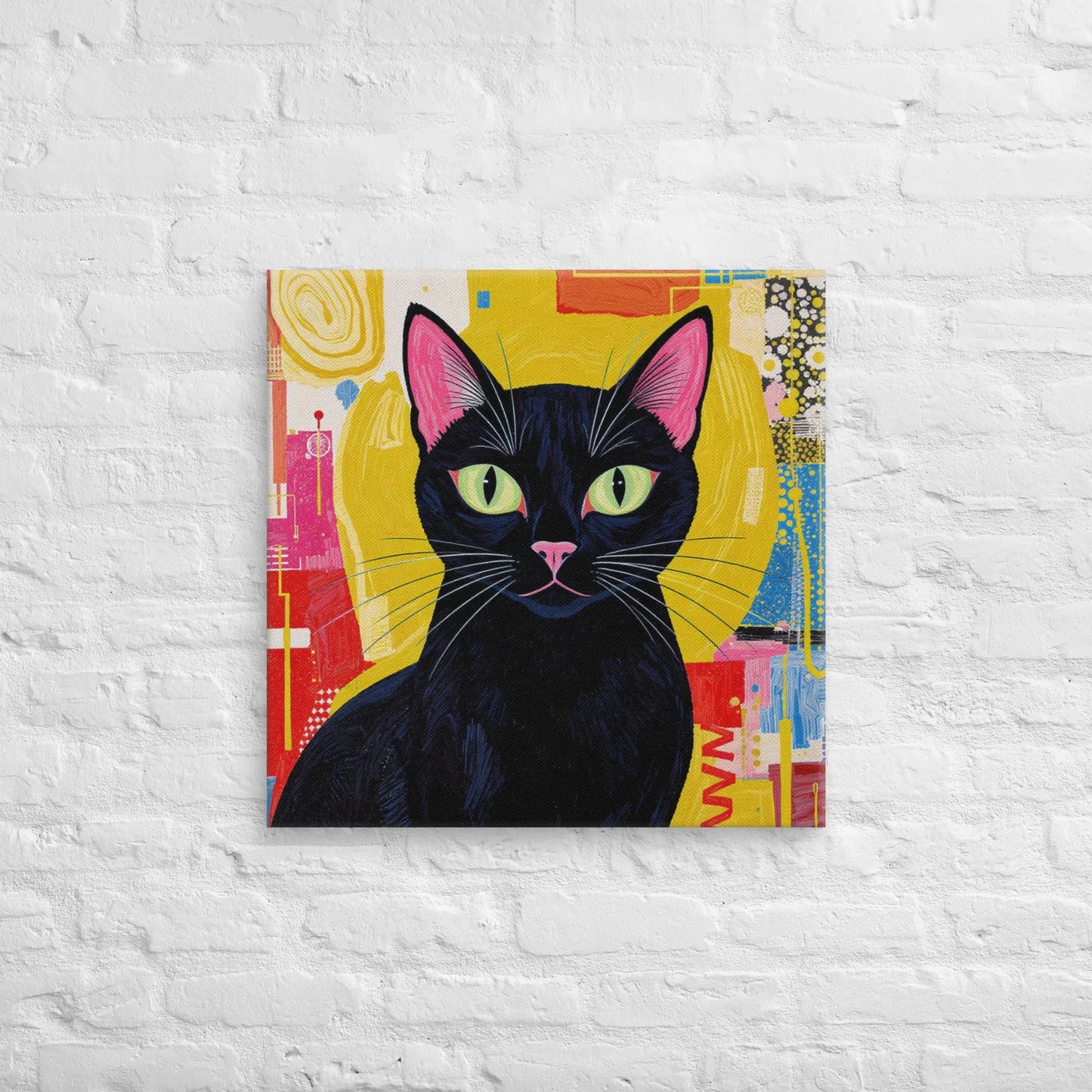 Mid - Century Modern Black Cat Canvas - FloofChonk