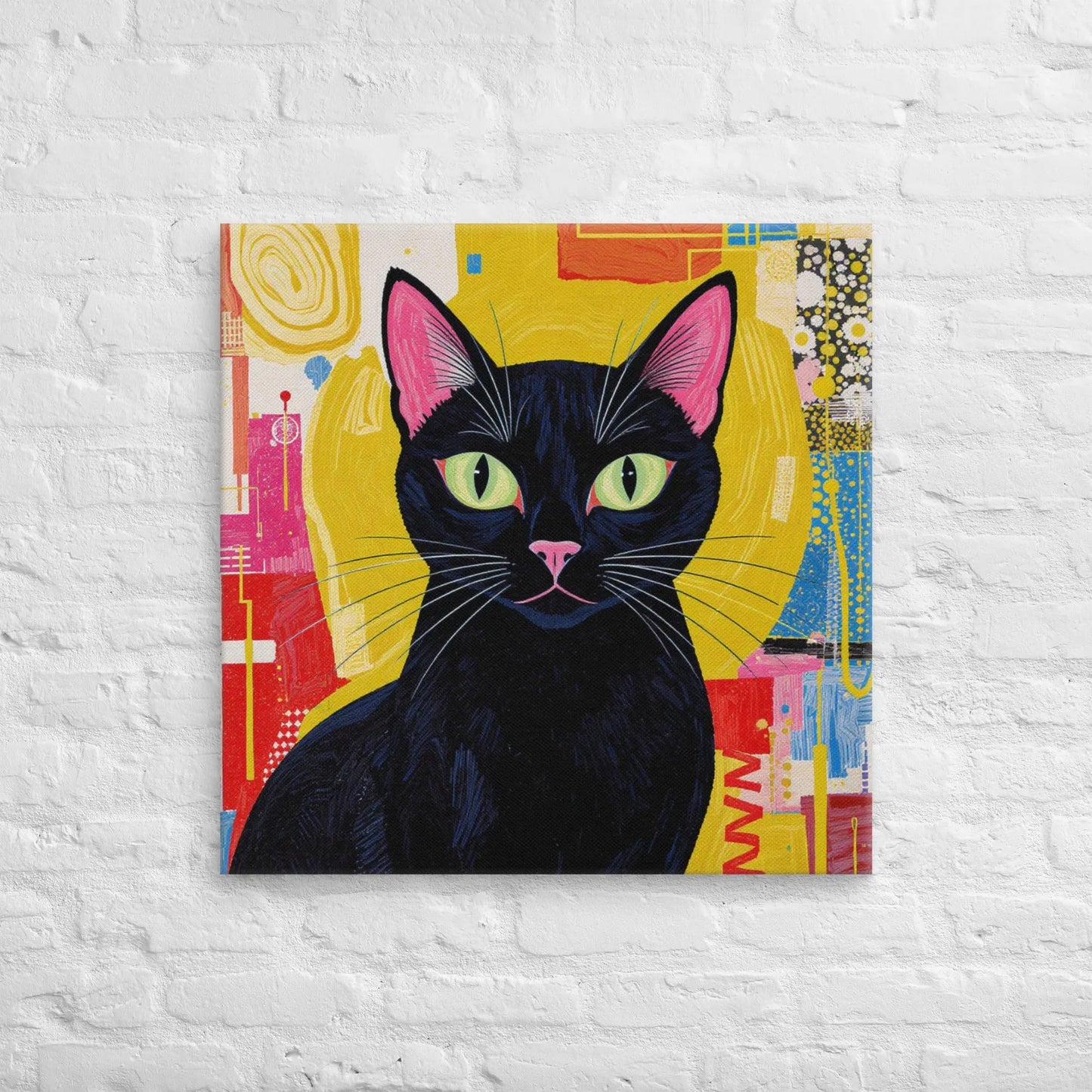 Mid - Century Modern Black Cat Canvas - FloofChonk