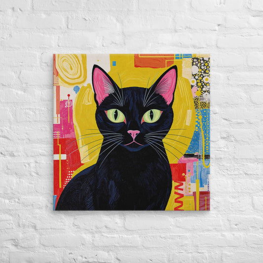 Mid - Century Modern Black Cat Canvas - FloofChonk