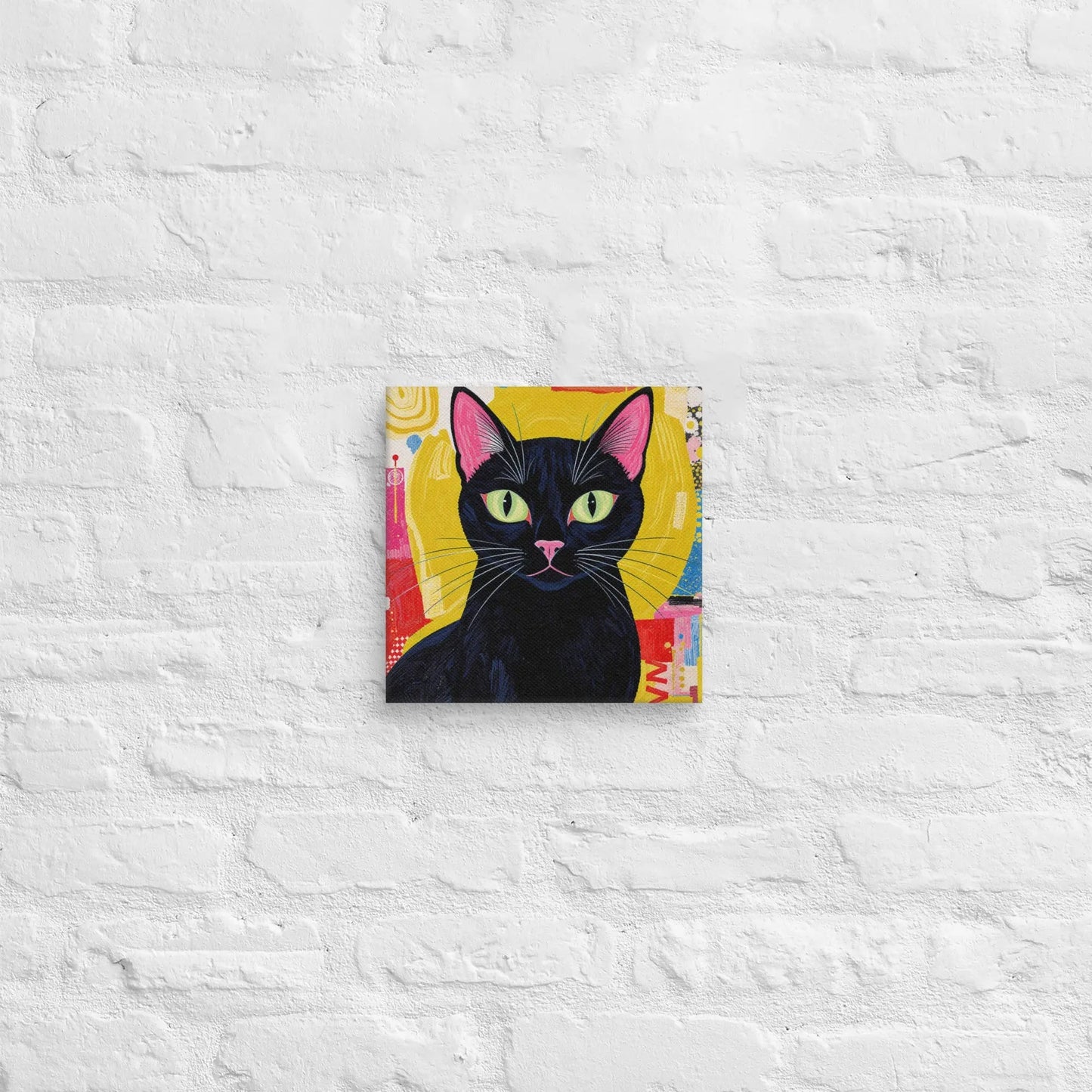 Mid - Century Modern Black Cat Canvas - FloofChonk