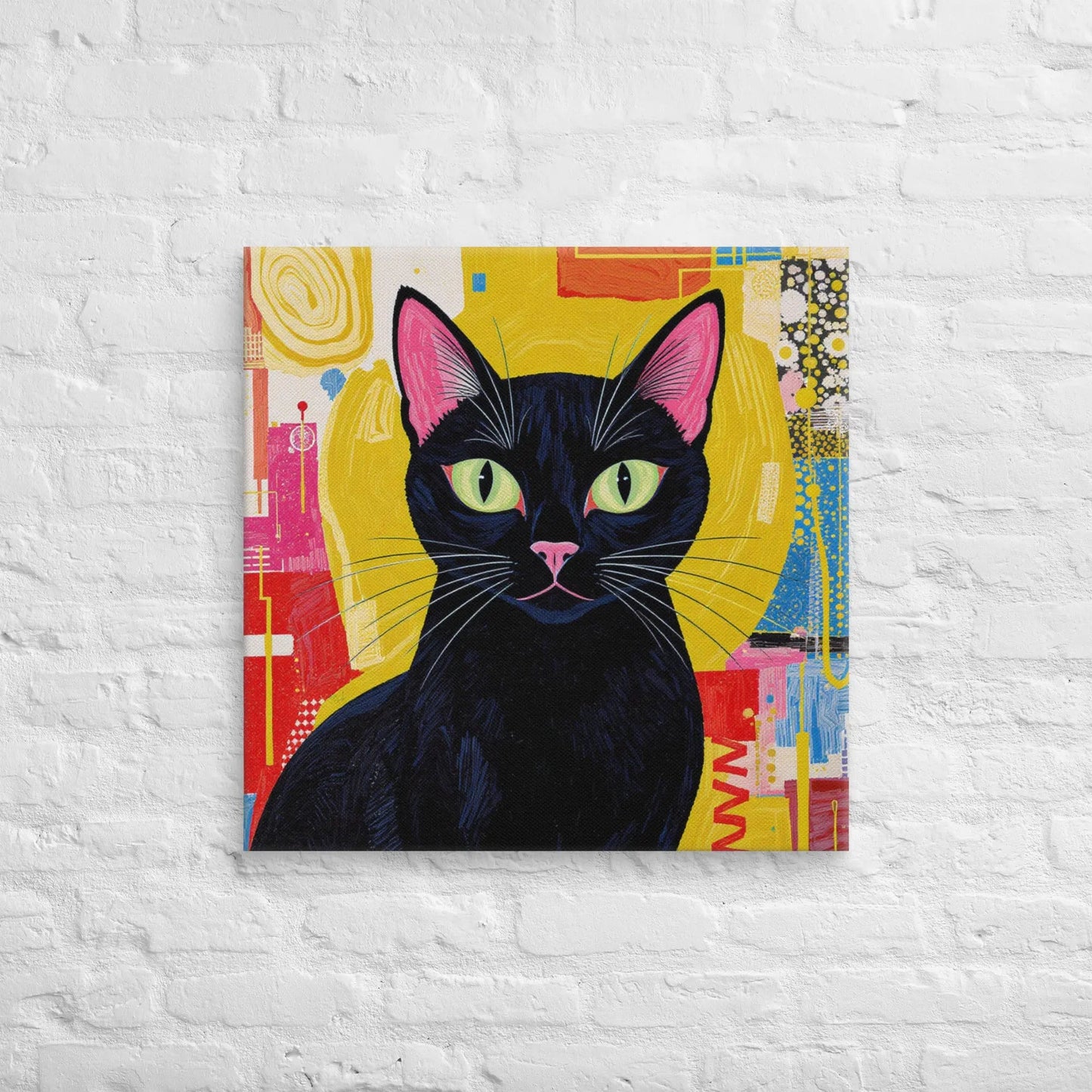 Mid - Century Modern Black Cat Canvas - FloofChonk