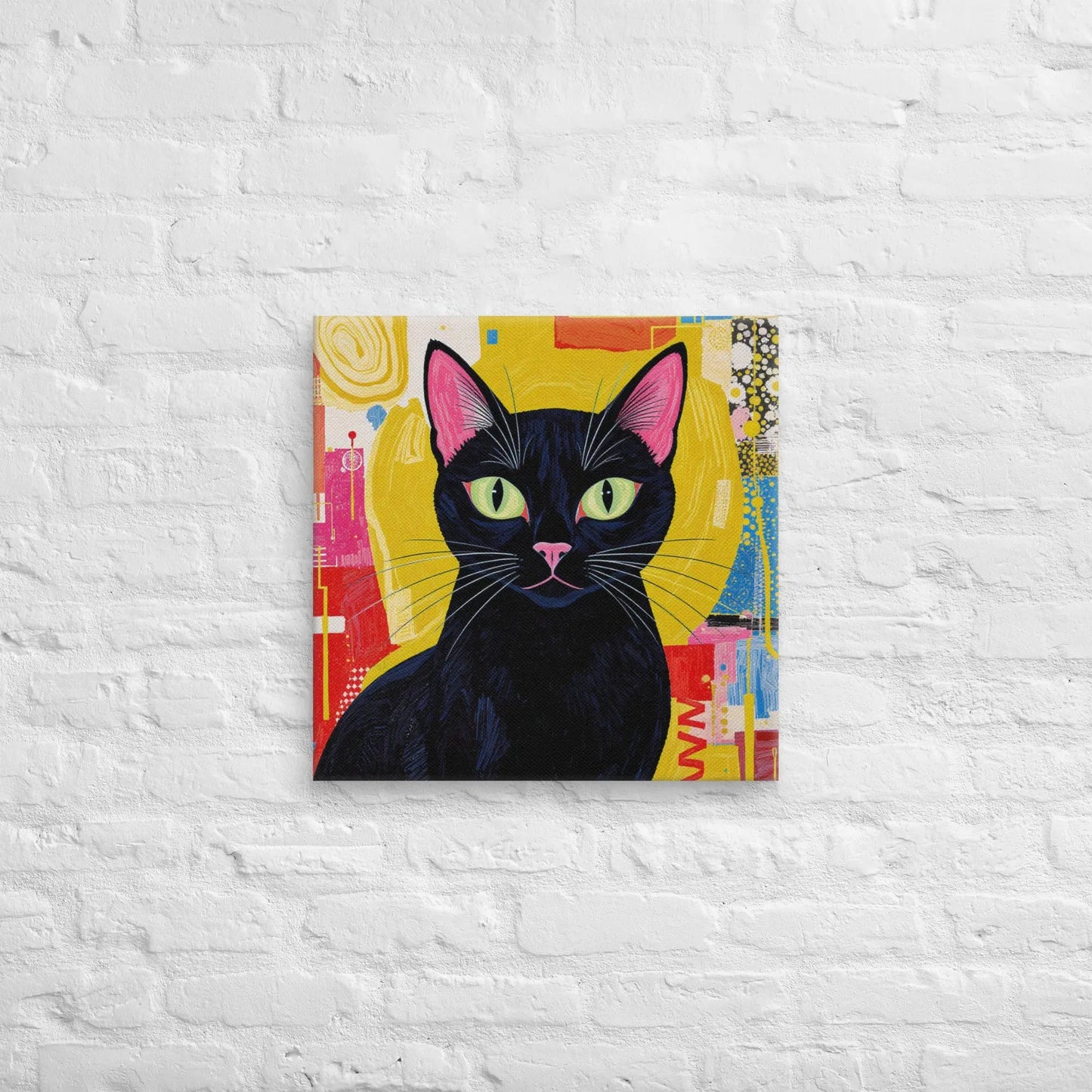 Mid - Century Modern Black Cat Canvas - FloofChonk