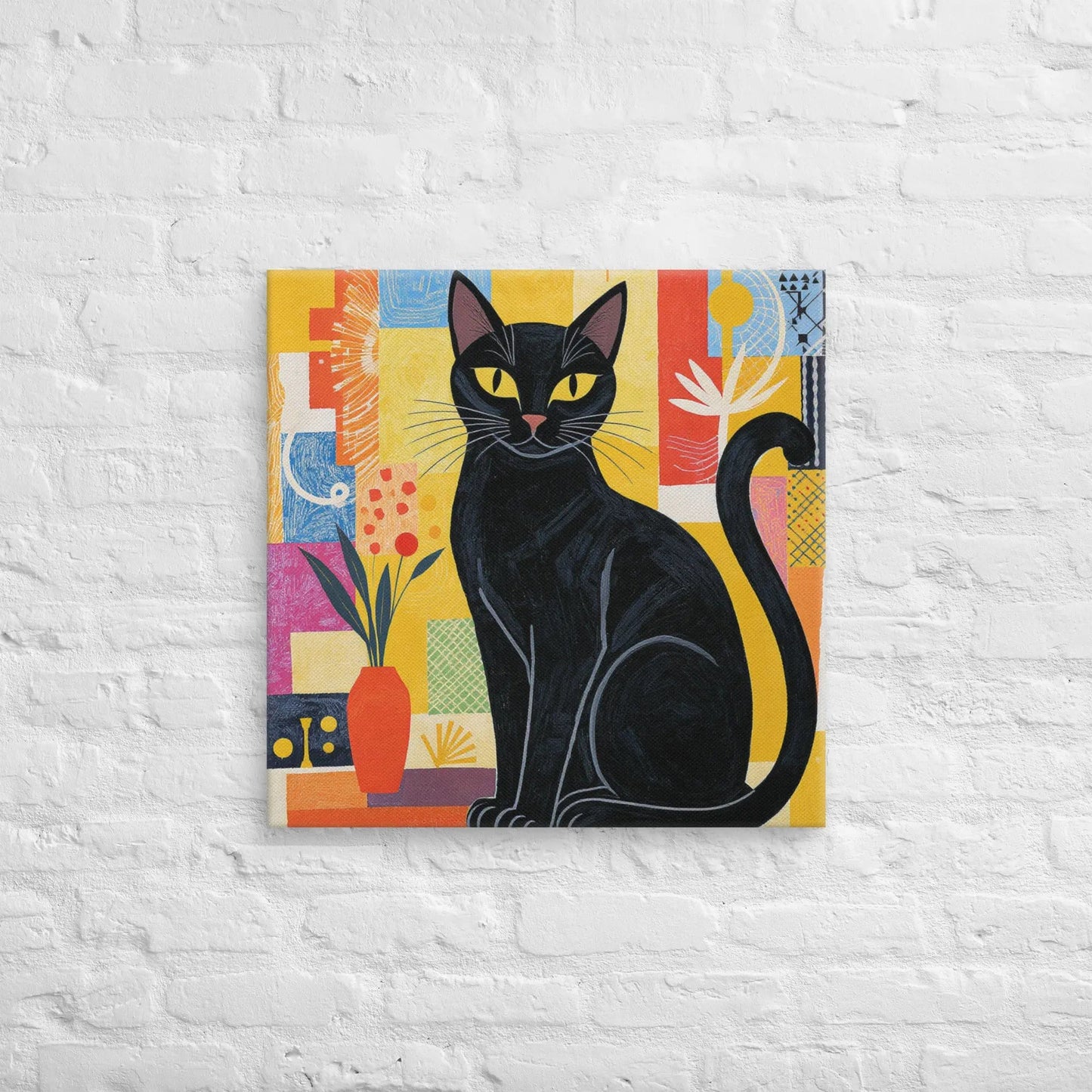 Mid - Century Modern Cat Canvas - FloofChonk