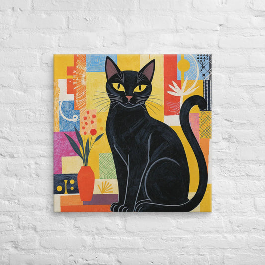 Mid - Century Modern Cat Canvas - FloofChonk