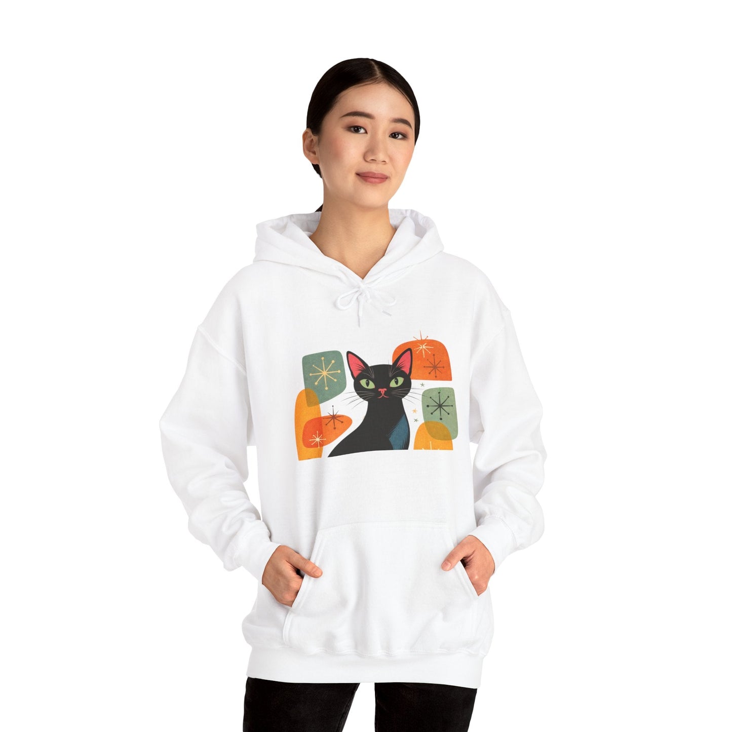 Mid - Century Modern Cat Hoodie — Retro Cool Graphic Sweatshirt - FloofChonk