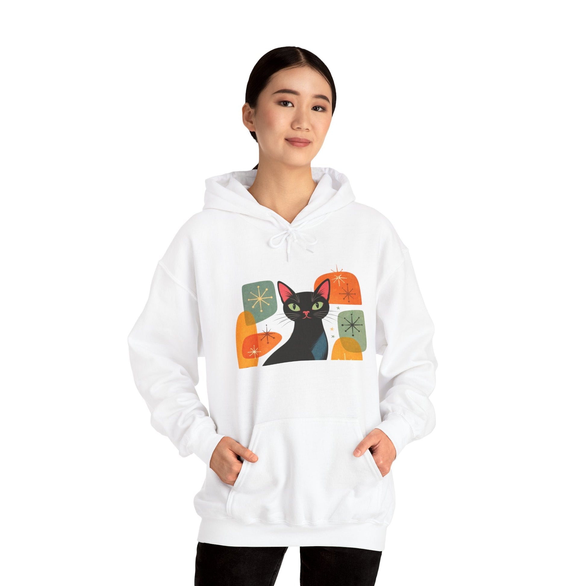 Mid - Century Modern Cat Hoodie — Retro Cool Graphic Sweatshirt - FloofChonk