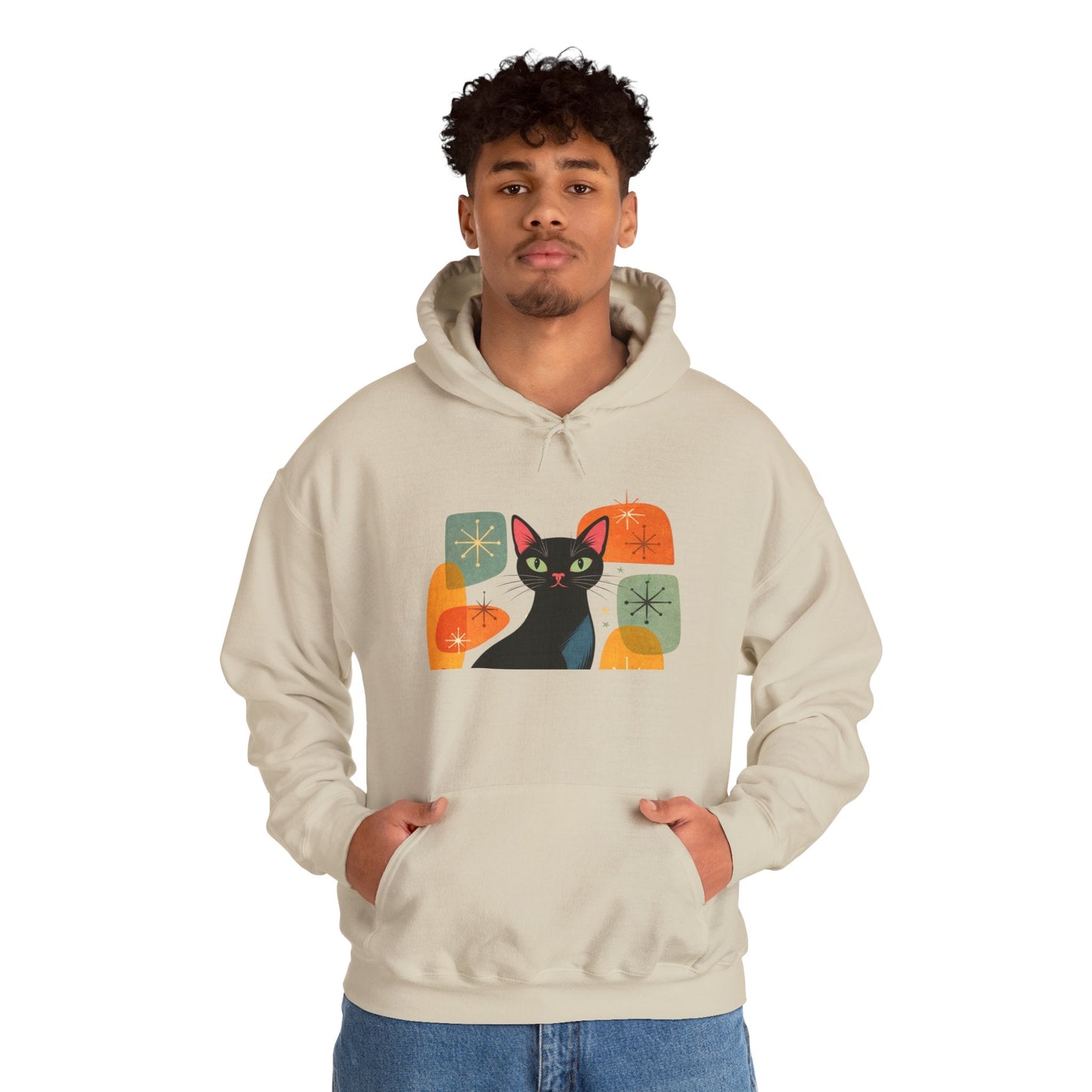 Mid - Century Modern Cat Hoodie — Retro Cool Graphic Sweatshirt - FloofChonk