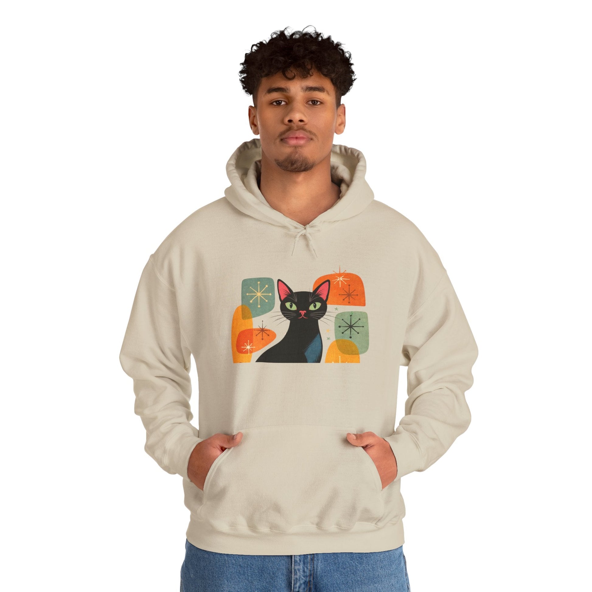 Mid - Century Modern Cat Hoodie — Retro Cool Graphic Sweatshirt - FloofChonk