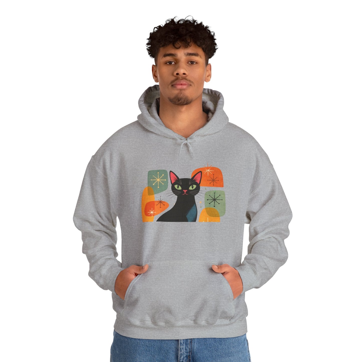 Mid - Century Modern Cat Hoodie — Retro Cool Graphic Sweatshirt - FloofChonk