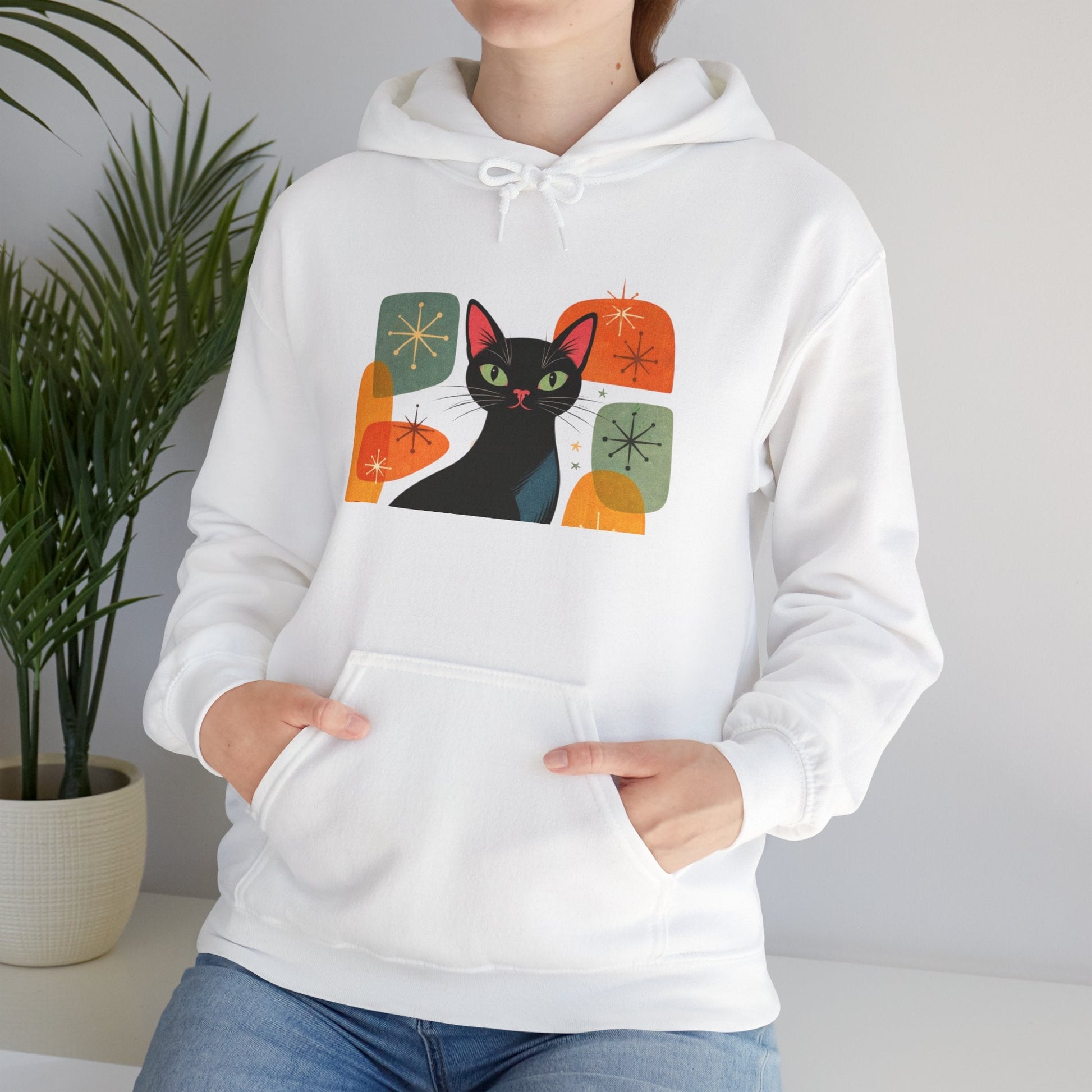Mid - Century Modern Cat Hoodie — Retro Cool Graphic Sweatshirt - FloofChonk