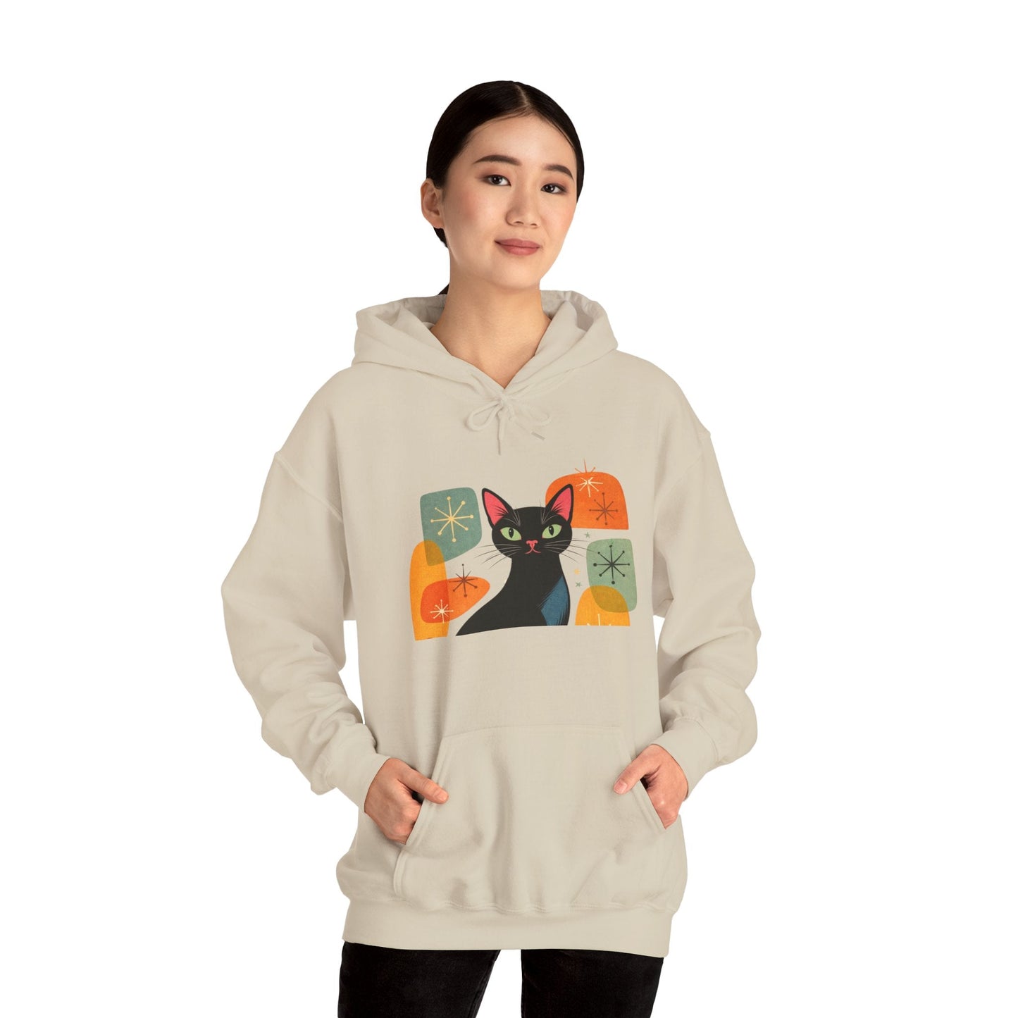 Mid - Century Modern Cat Hoodie — Retro Cool Graphic Sweatshirt - FloofChonk