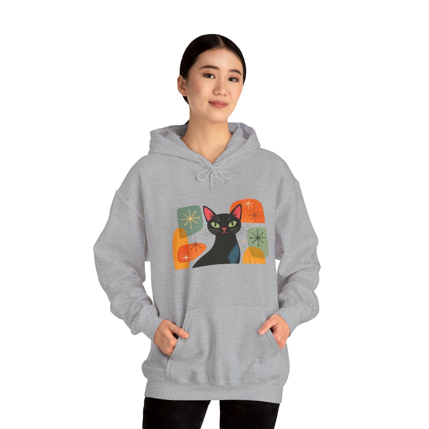 Mid - Century Modern Cat Hoodie — Retro Cool Graphic Sweatshirt - FloofChonk