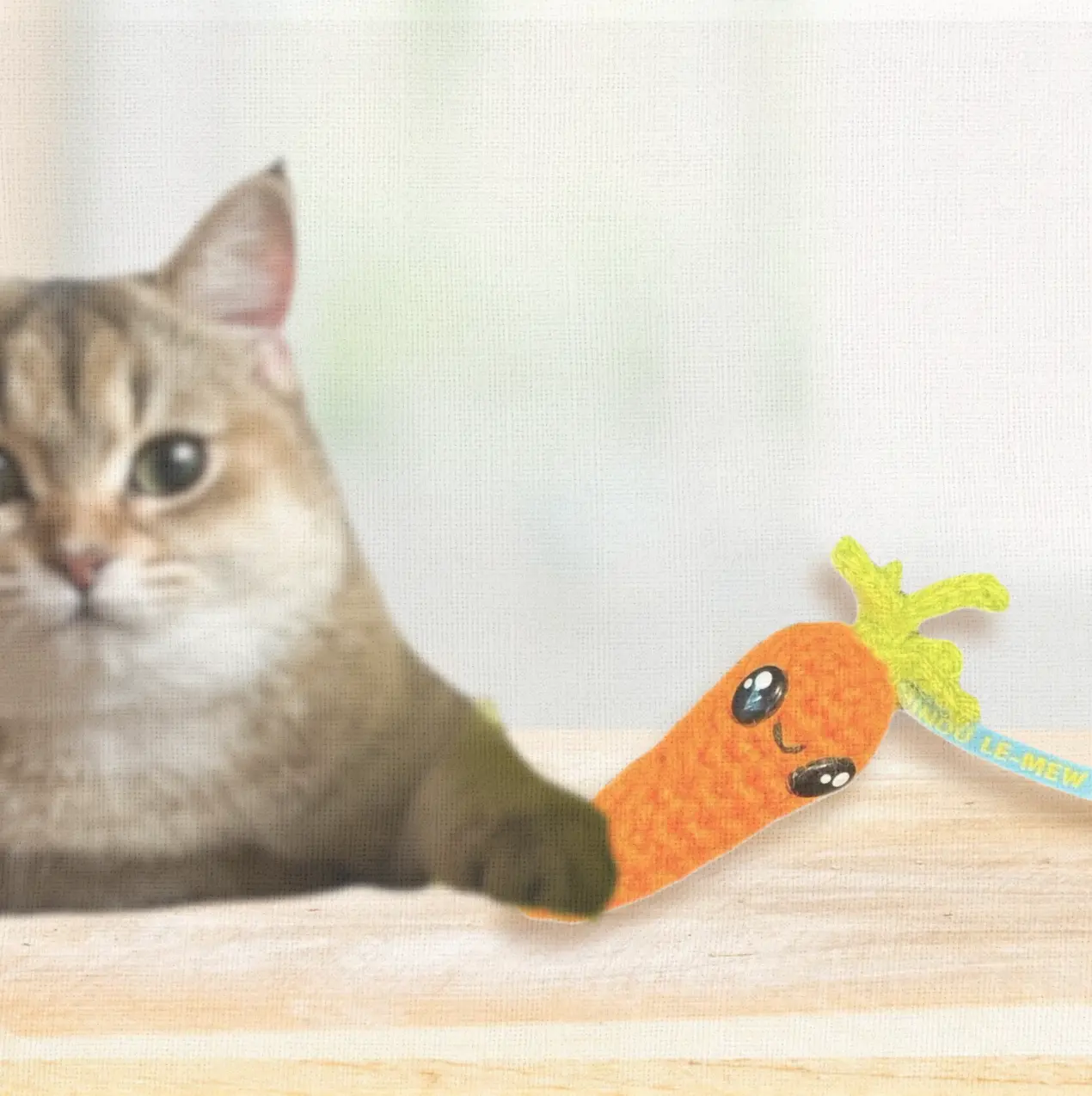 Handmade Catnip Toy | Lulu the Carrot Chunkle Puff Infused with Miracle Nip Botanicals Chunkles