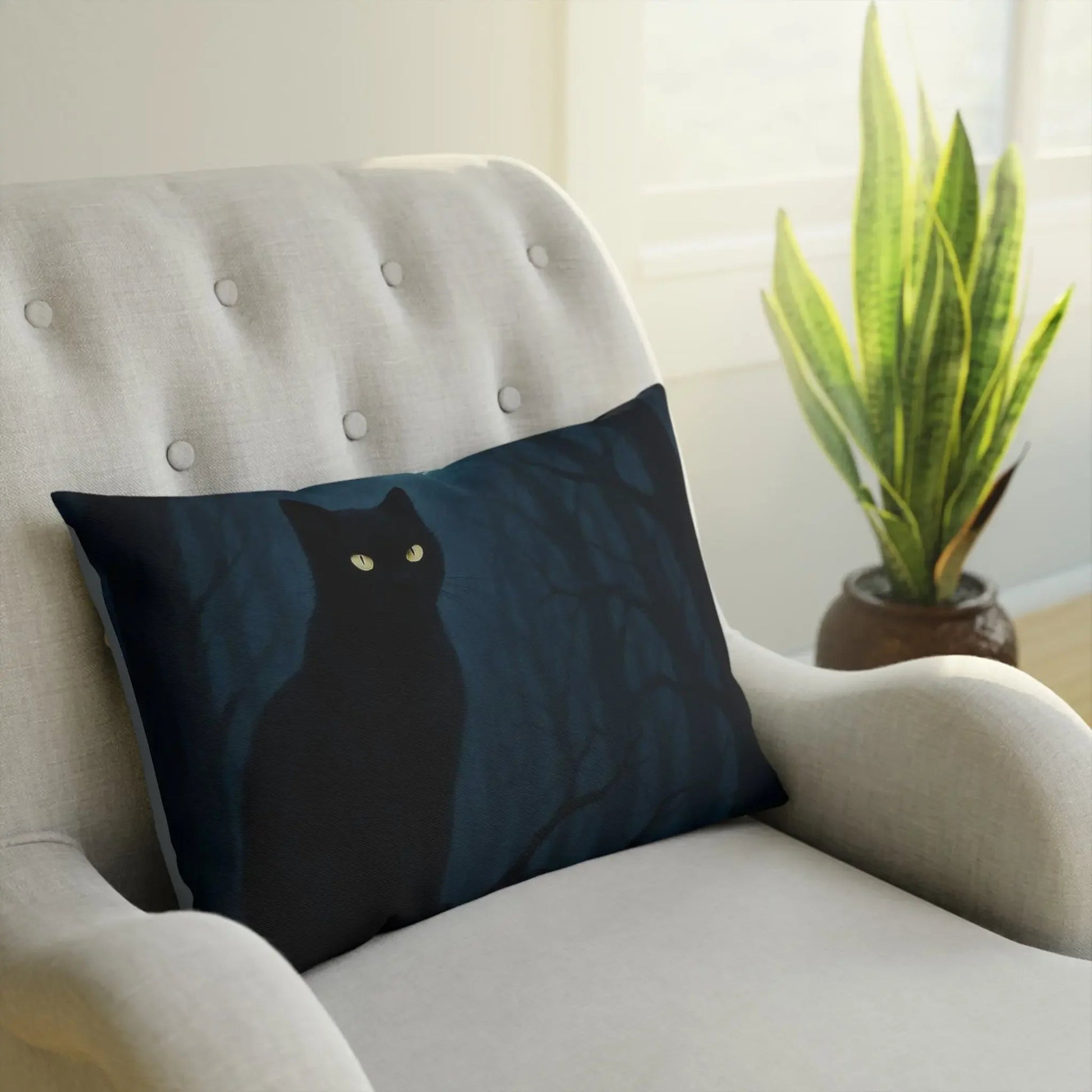 Mystical Cat Cushion - Halloween Decor, Cozy Home Accent, Gift for Cat Lovers, Witchy Vibes, Dark Aesthetic Pillow, Decorative Throw Pillow, - FloofChonk