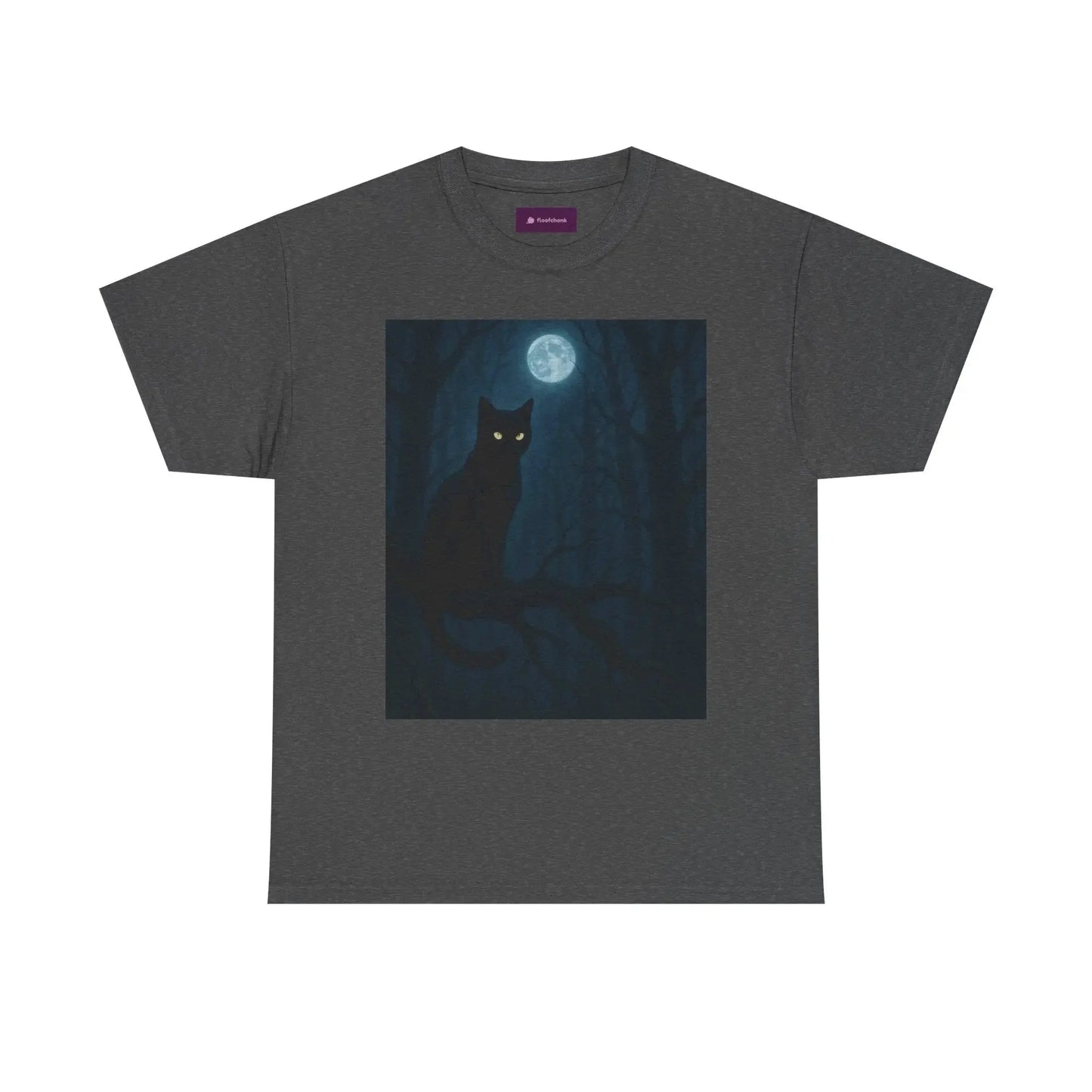 Mystical Cat Tee - Unique Gift for Halloween, Unisex Heavy Cotton Shirt, Cat Lovers, Spooky Style, Night Out, Halloween Shirt - FloofChonk