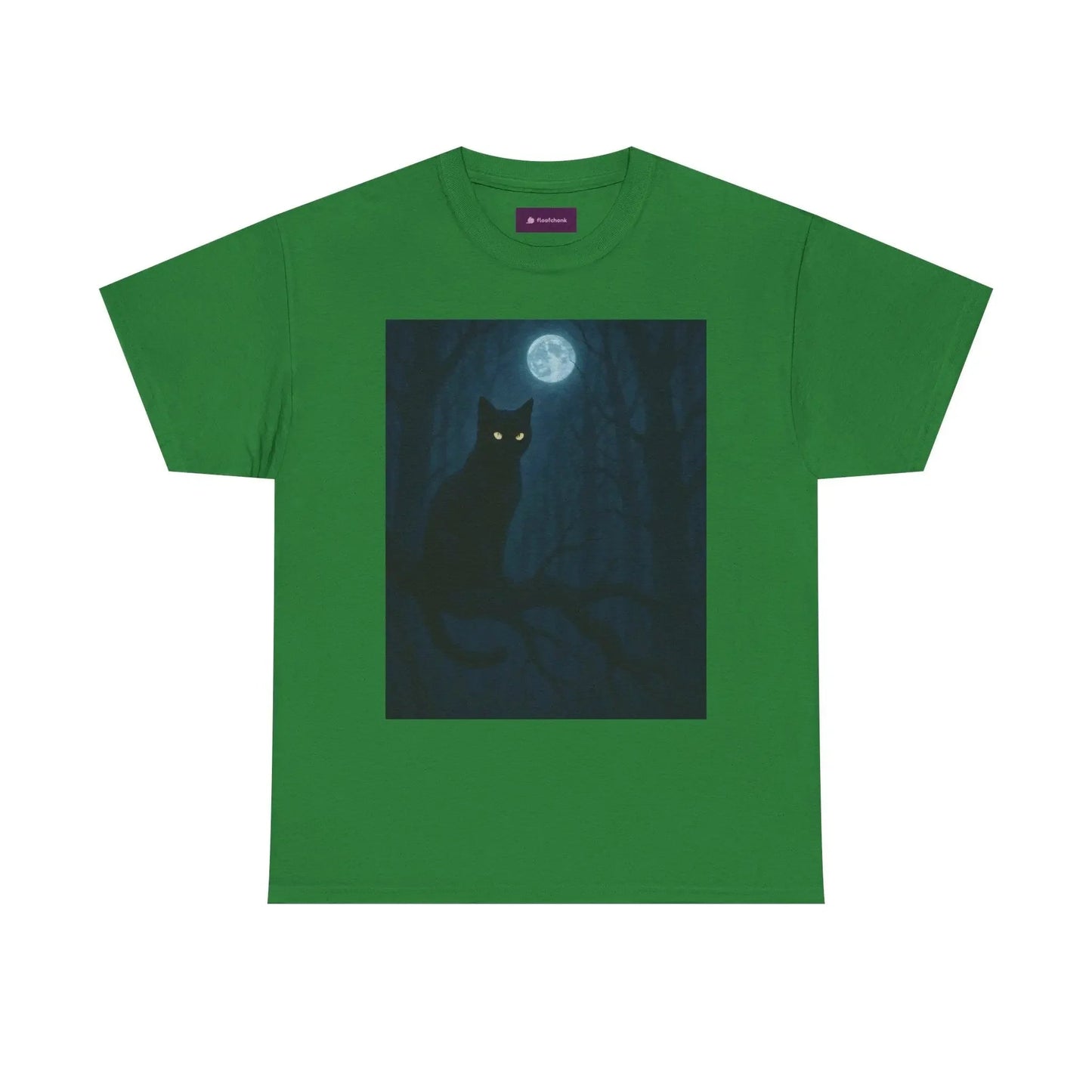 Mystical Cat Tee - Unique Gift for Halloween, Unisex Heavy Cotton Shirt, Cat Lovers, Spooky Style, Night Out, Halloween Shirt - FloofChonk