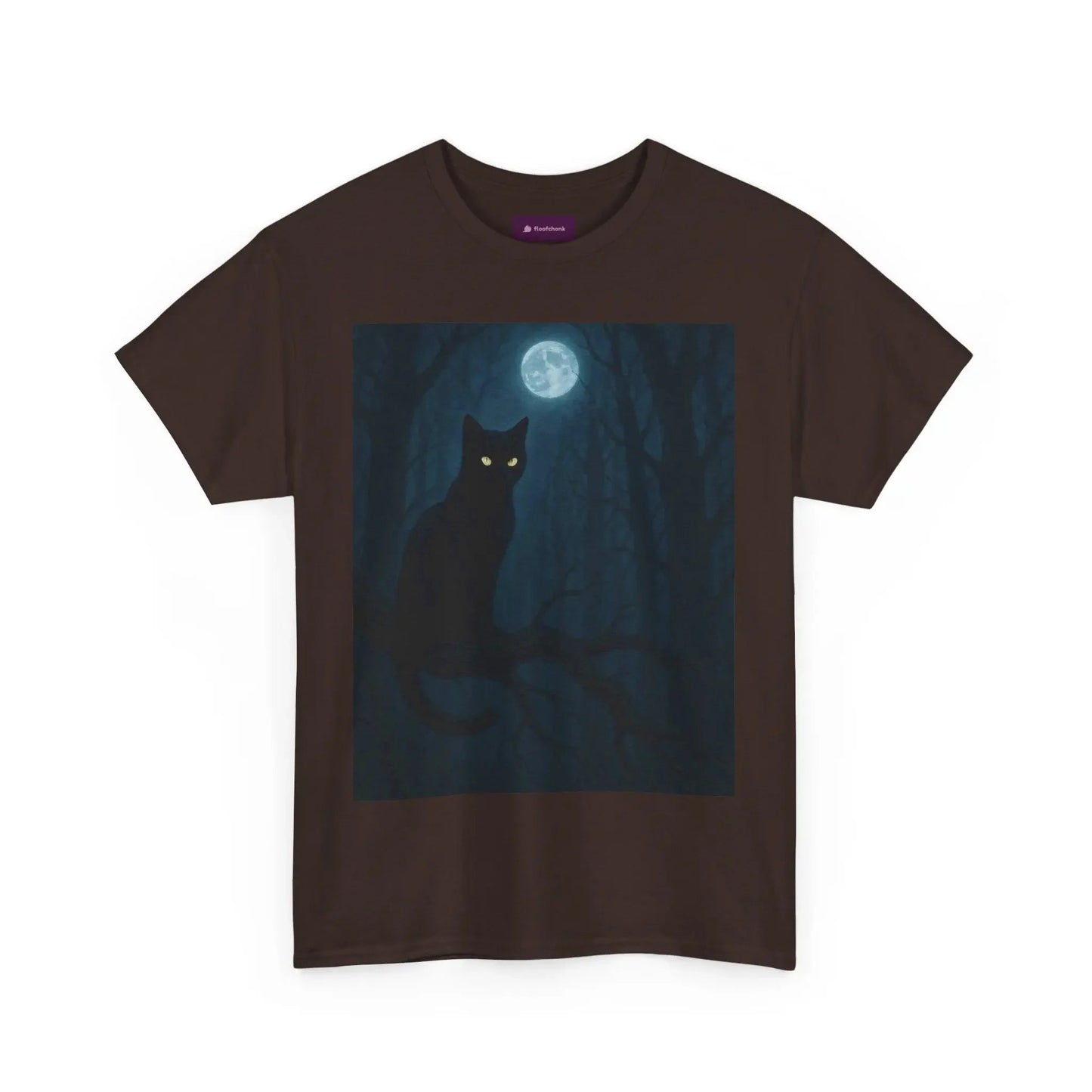 Mystical Cat Tee - Unique Gift for Halloween, Unisex Heavy Cotton Shirt, Cat Lovers, Spooky Style, Night Out, Halloween Shirt - FloofChonk