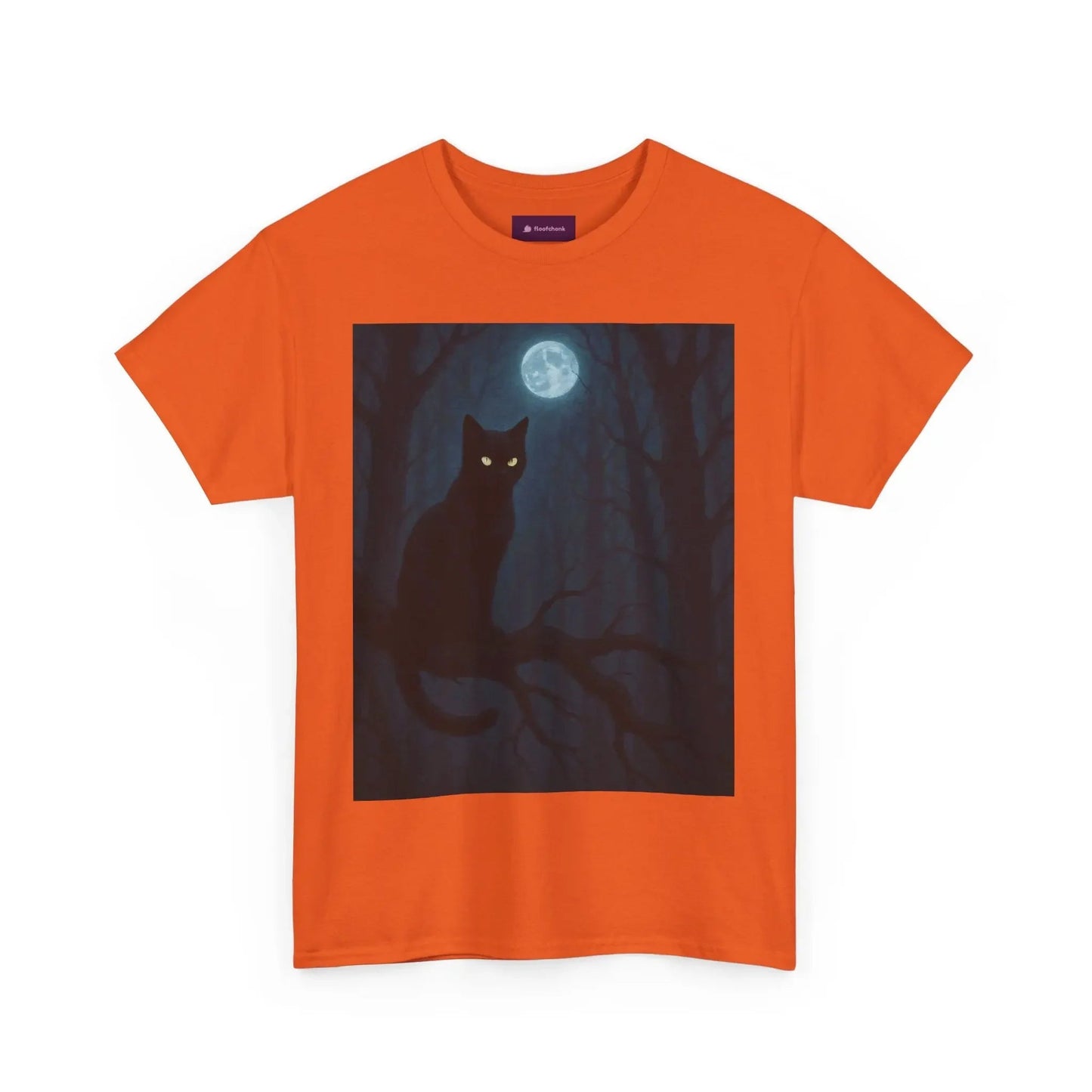 Mystical Cat Tee - Unique Gift for Halloween, Unisex Heavy Cotton Shirt, Cat Lovers, Spooky Style, Night Out, Halloween Shirt - FloofChonk