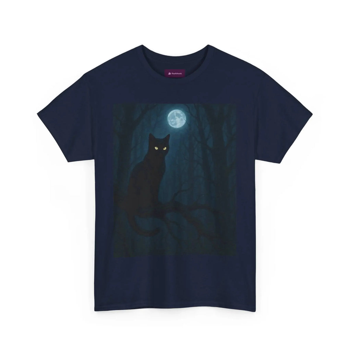 Mystical Cat Tee - Unique Gift for Halloween, Unisex Heavy Cotton Shirt, Cat Lovers, Spooky Style, Night Out, Halloween Shirt - FloofChonk