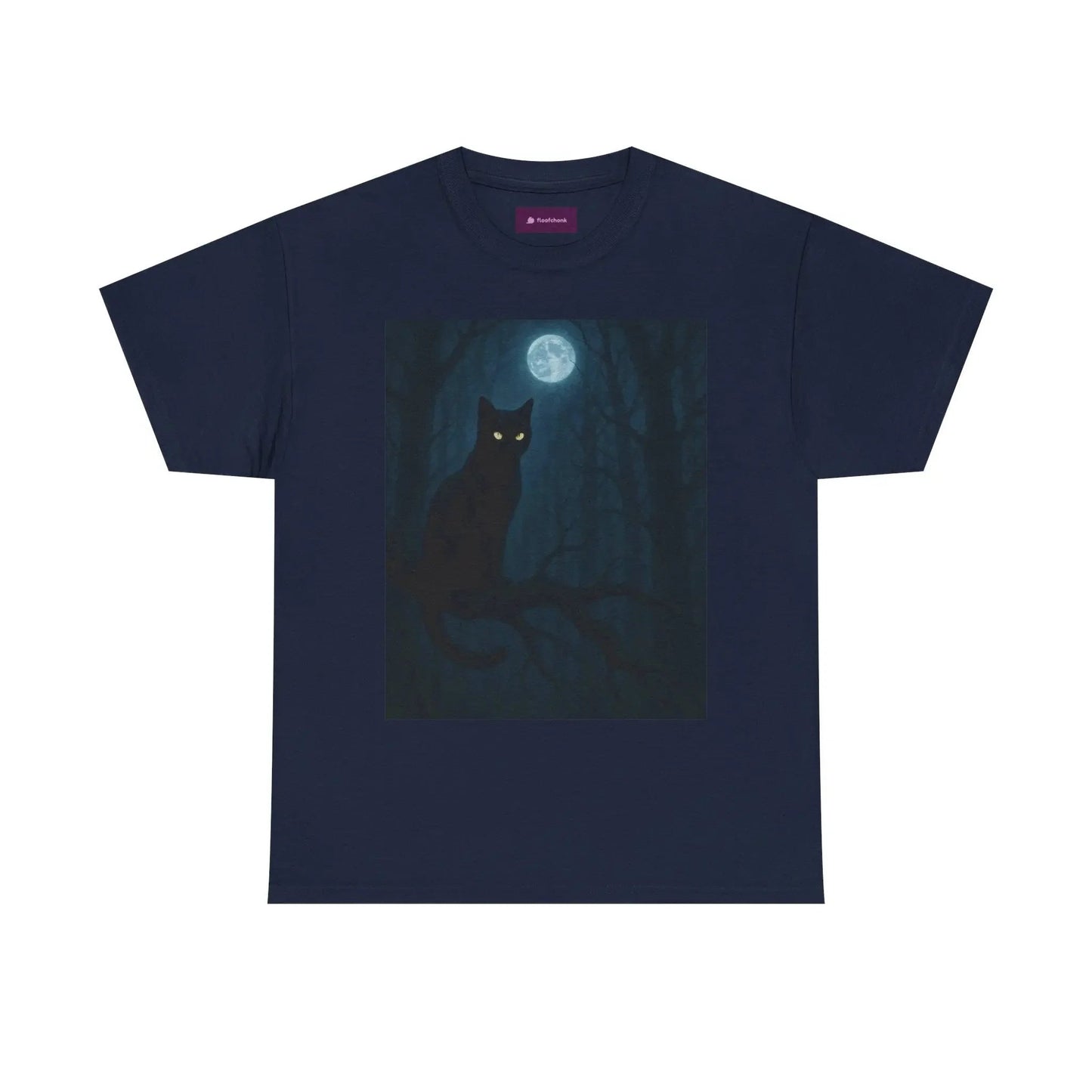 Mystical Cat Tee - Unique Gift for Halloween, Unisex Heavy Cotton Shirt, Cat Lovers, Spooky Style, Night Out, Halloween Shirt - FloofChonk