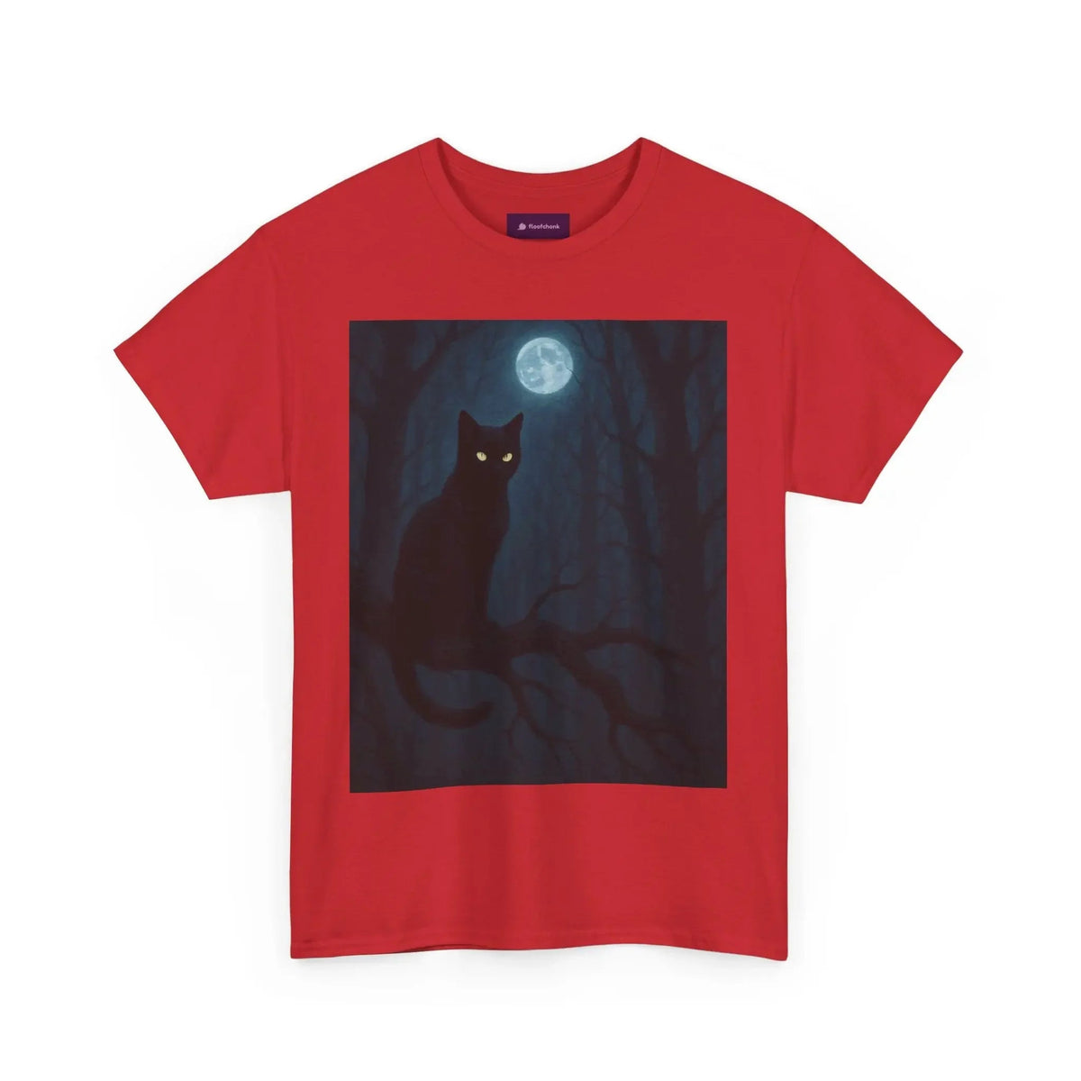 Mystical Cat Tee - Unique Gift for Halloween, Unisex Heavy Cotton Shirt, Cat Lovers, Spooky Style, Night Out, Halloween Shirt - FloofChonk