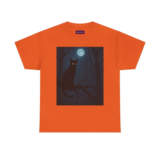Mystical Cat Tee - Unique Gift for Halloween, Unisex Heavy Cotton Shirt, Cat Lovers, Spooky Style, Night Out, Halloween Shirt - FloofChonk